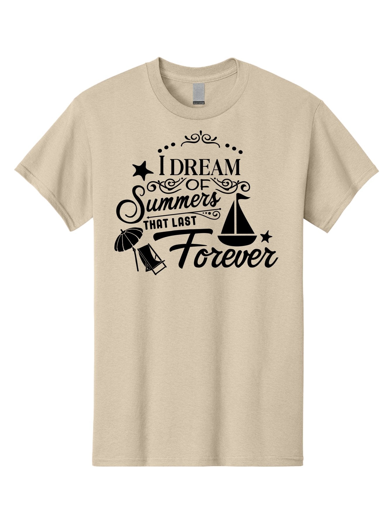 I-Dream-Of-Summers-That-Last-Forever Men'S Graphic Tee, 100% Cotton, Comfortable Casual Summer Wear, Machine Washable, Summertime Vibes, Sailing, Beach Umbrella, Summer Dreams, Endless Summer, Sailboat, Beach Life, Vacation Mode, Aac845 11