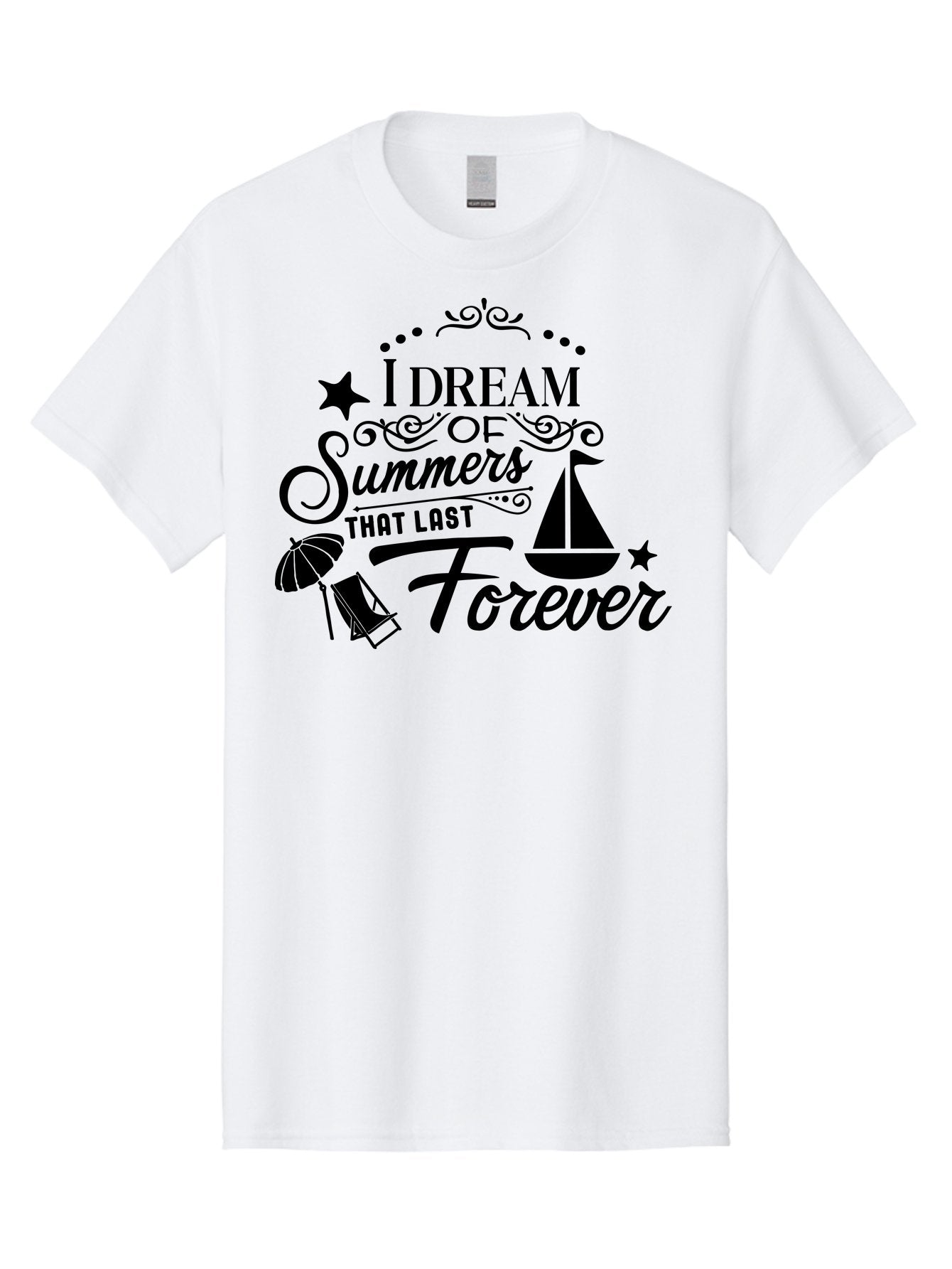 I-Dream-Of-Summers-That-Last-Forever Men'S Graphic Tee, 100% Cotton, Comfortable Casual Summer Wear, Machine Washable, Summertime Vibes, Sailing, Beach Umbrella, Summer Dreams, Endless Summer, Sailboat, Beach Life, Vacation Mode, Aac845 15