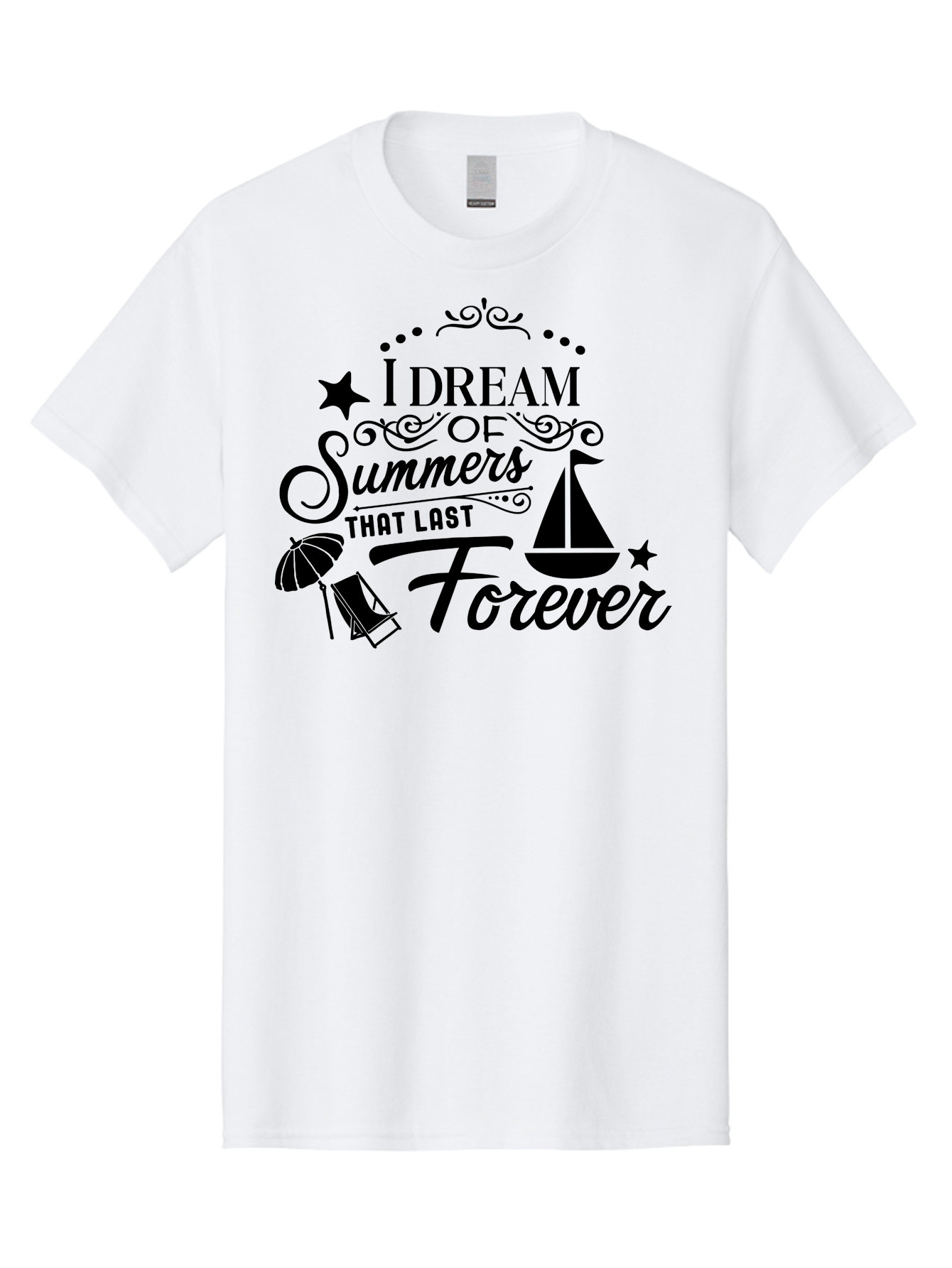 I-Dream-Of-Summers-That-Last-Forever Men'S Graphic Tee, 100% Cotton, Comfortable Casual Summer Wear, Machine Washable, Summertime Vibes, Sailing, Beach Umbrella, Summer Dreams, Endless Summer, Sailboat, Beach Life, Vacation Mode, Aac845