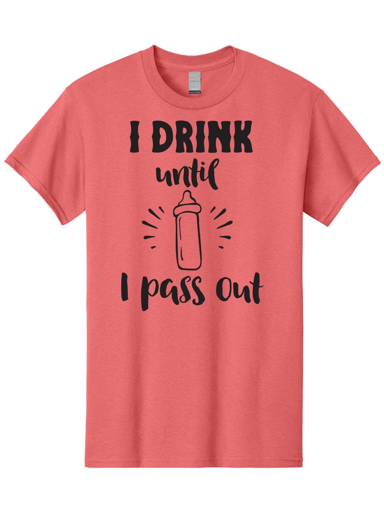 I-Drink-Until-I-Pass-Out Men'S Graphic Tee, 100% Cotton, Comfortable Casual Summer Wear, Machine Washable, Funny Baby Bottle, Humorous Drinking Quote, Party Humor, Adult Beverage, Comical Design, Sarcastic Quote, Playful Typography Aac846 12