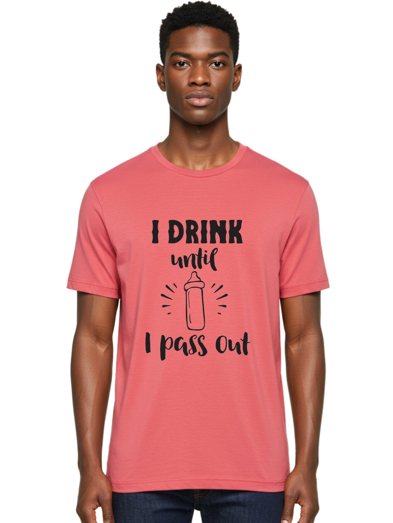 I-Drink-Until-I-Pass-Out Men'S Graphic Tee, 100% Cotton, Comfortable Casual Summer Wear, Machine Washable, Funny Baby Bottle, Humorous Drinking Quote, Party Humor, Adult Beverage, Comical Design, Sarcastic Quote, Playful Typography Aac846 28