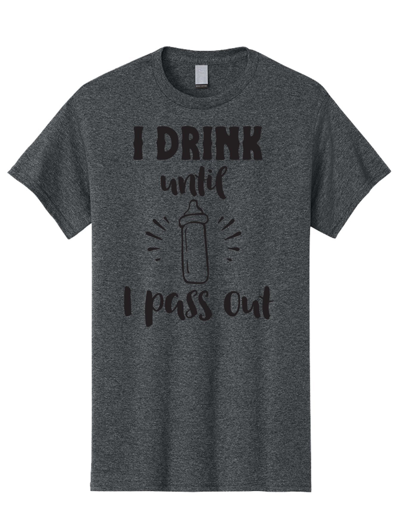 I-Drink-Until-I-Pass-Out Men'S Graphic Tee, 100% Cotton, Comfortable Casual Summer Wear, Machine Washable, Funny Baby Bottle, Humorous Drinking Quote, Party Humor, Adult Beverage, Comical Design, Sarcastic Quote, Playful Typography Aac846 7