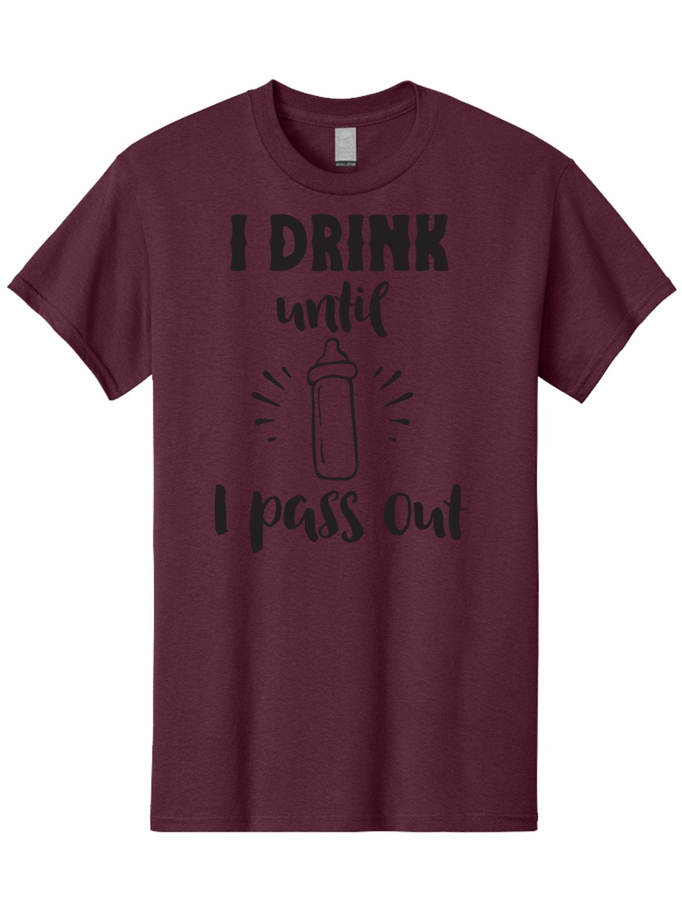 I-Drink-Until-I-Pass-Out Men'S Graphic Tee, 100% Cotton, Comfortable Casual Summer Wear, Machine Washable, Funny Baby Bottle, Humorous Drinking Quote, Party Humor, Adult Beverage, Comical Design, Sarcastic Quote, Playful Typography Aac846 15