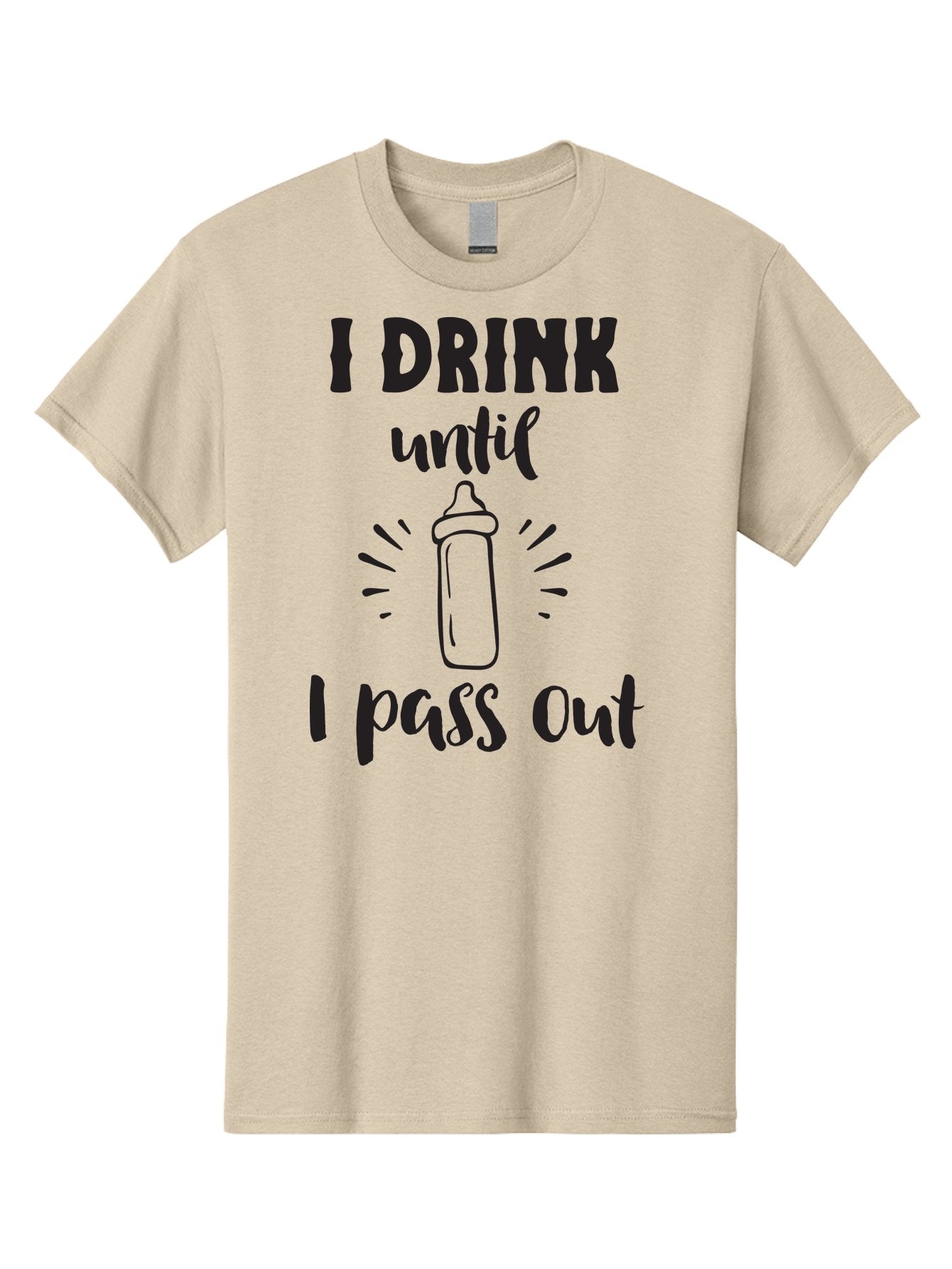 I-Drink-Until-I-Pass-Out Men'S Graphic Tee, 100% Cotton, Comfortable Casual Summer Wear, Machine Washable, Funny Baby Bottle, Humorous Drinking Quote, Party Humor, Adult Beverage, Comical Design, Sarcastic Quote, Playful Typography Aac846 5