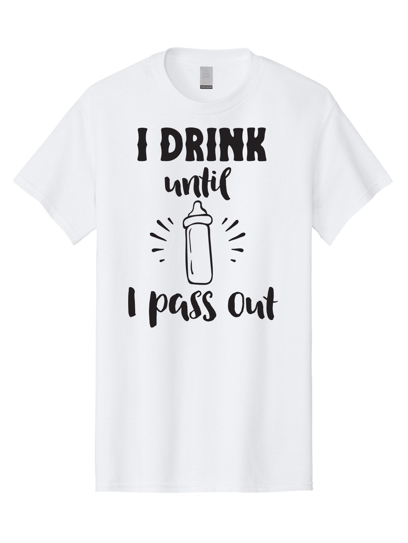 I-Drink-Until-I-Pass-Out Men'S Graphic Tee, 100% Cotton, Comfortable Casual Summer Wear, Machine Washable, Funny Baby Bottle, Humorous Drinking Quote, Party Humor, Adult Beverage, Comical Design, Sarcastic Quote, Playful Typography Aac846 4
