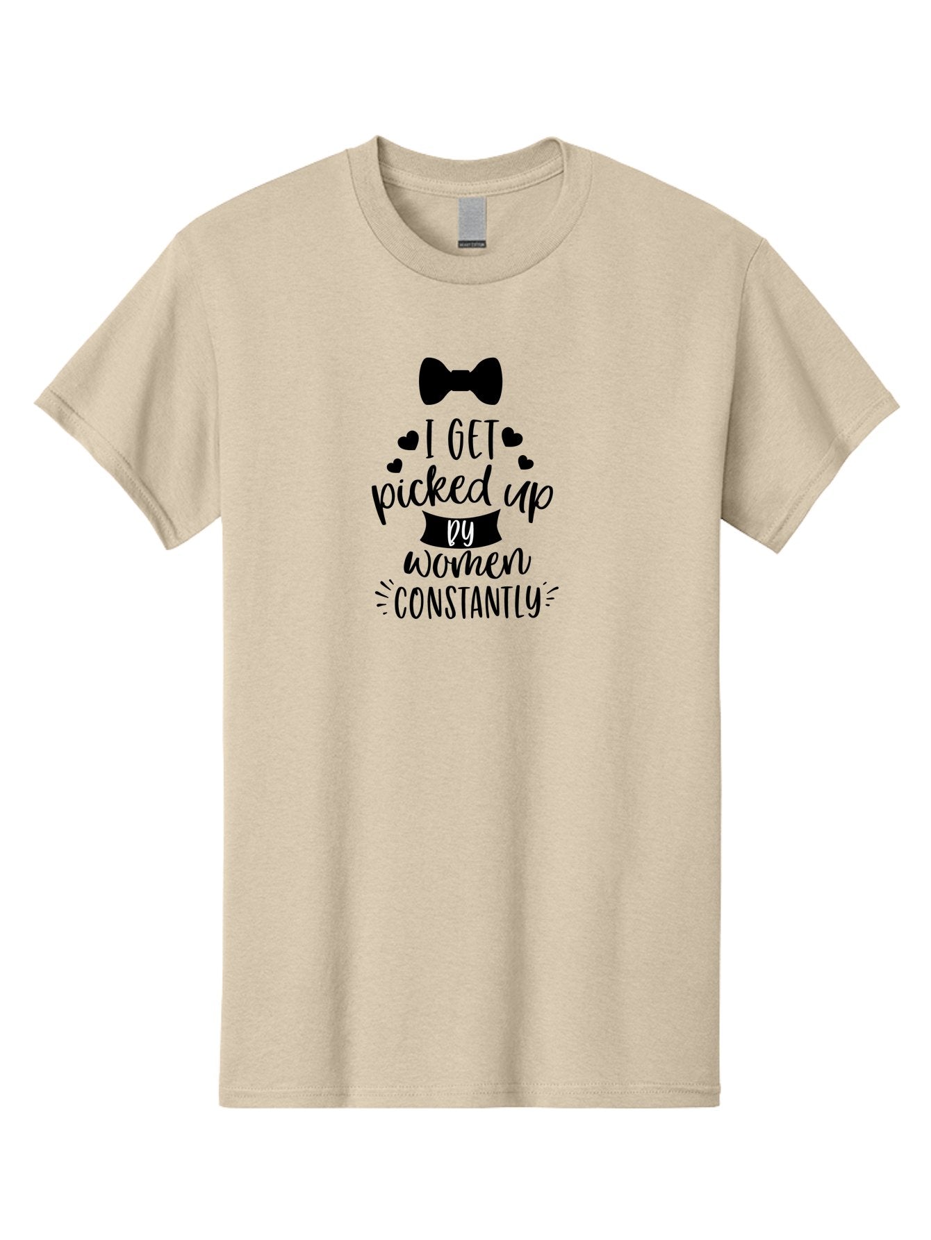 I-Get-Picked-Up-By-Women-Constantly Men'S Graphic Tee, 100% Cotton, Comfortable Casual Summer Wear, Machine Washable, Funny Quote, Pickup Line, Bow Tie, Hearts, Humor, Witty Sayings, Sassy Phrases, Cute Designs, Charming Graphics, Aac847 10