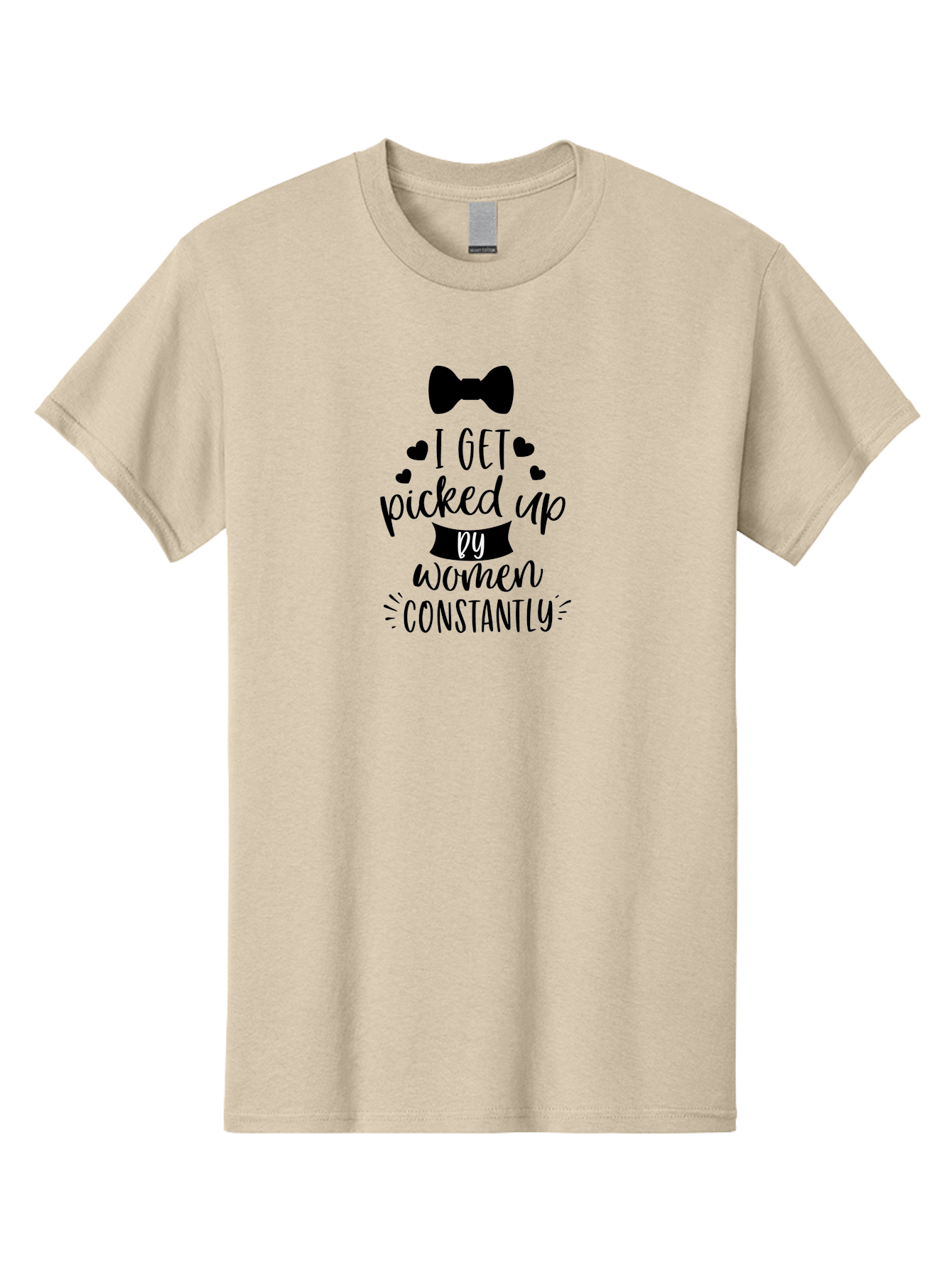 I-Get-Picked-Up-By-Women-Constantly Men'S Graphic Tee, 100% Cotton, Comfortable Casual Summer Wear, Machine Washable, Funny Quote, Pickup Line, Bow Tie, Hearts, Humor, Witty Sayings, Sassy Phrases, Cute Designs, Charming Graphics, Aac847 27