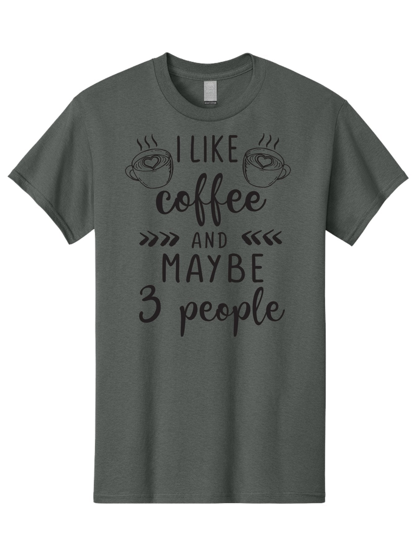 I-Like-Coffee-And-Maybe-3-People Men'S Graphic Tee, 100% Cotton, Comfortable Casual Summer Wear, Machine Washable, Coffee Lover, Quirky Humor, Anti-Social Humor, Coffee Quotes, Funny Sayings, Coffee Cups With Hearts, Hand-Drawn Elements, Aac850