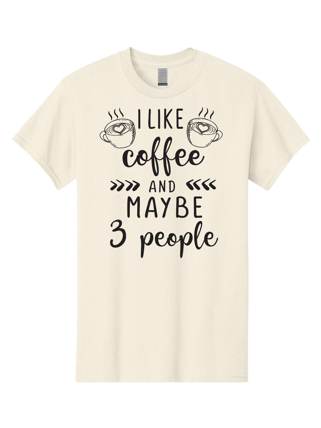 I-Like-Coffee-And-Maybe-3-People Men'S Graphic Tee, 100% Cotton, Comfortable Casual Summer Wear, Machine Washable, Coffee Lover, Quirky Humor, Anti-Social Humor, Coffee Quotes, Funny Sayings, Coffee Cups With Hearts, Hand-Drawn Elements, Aac850 12