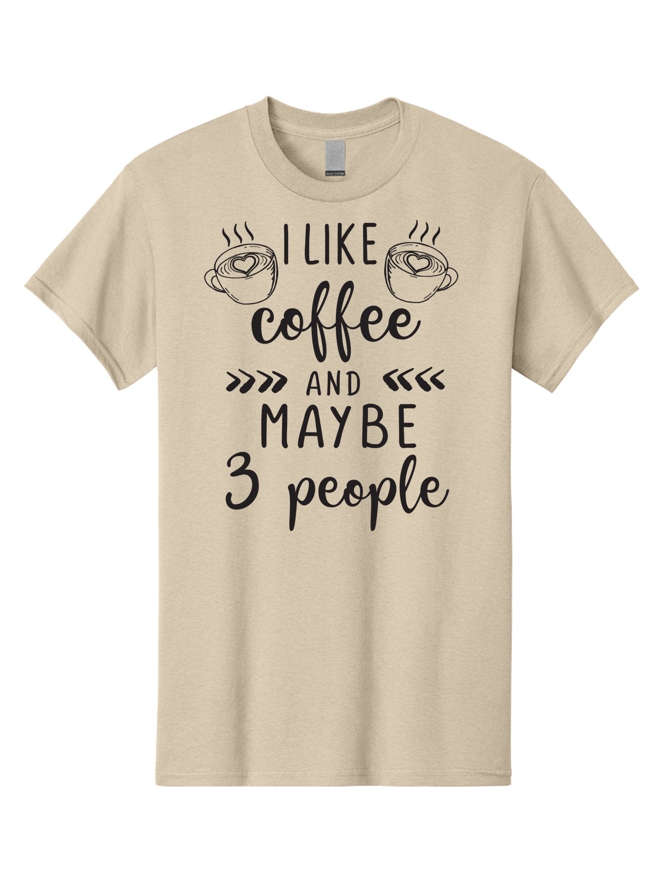 I-Like-Coffee-And-Maybe-3-People Men'S Graphic Tee, 100% Cotton, Comfortable Casual Summer Wear, Machine Washable, Coffee Lover, Quirky Humor, Anti-Social Humor, Coffee Quotes, Funny Sayings, Coffee Cups With Hearts, Hand-Drawn Elements, Aac850 14