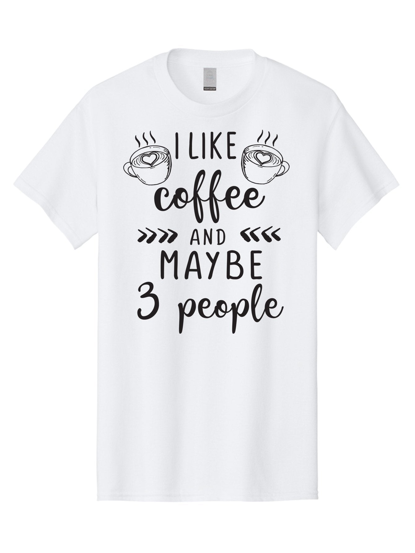 I-Like-Coffee-And-Maybe-3-People Men'S Graphic Tee, 100% Cotton, Comfortable Casual Summer Wear, Machine Washable, Coffee Lover, Quirky Humor, Anti-Social Humor, Coffee Quotes, Funny Sayings, Coffee Cups With Hearts, Hand-Drawn Elements, Aac850 11