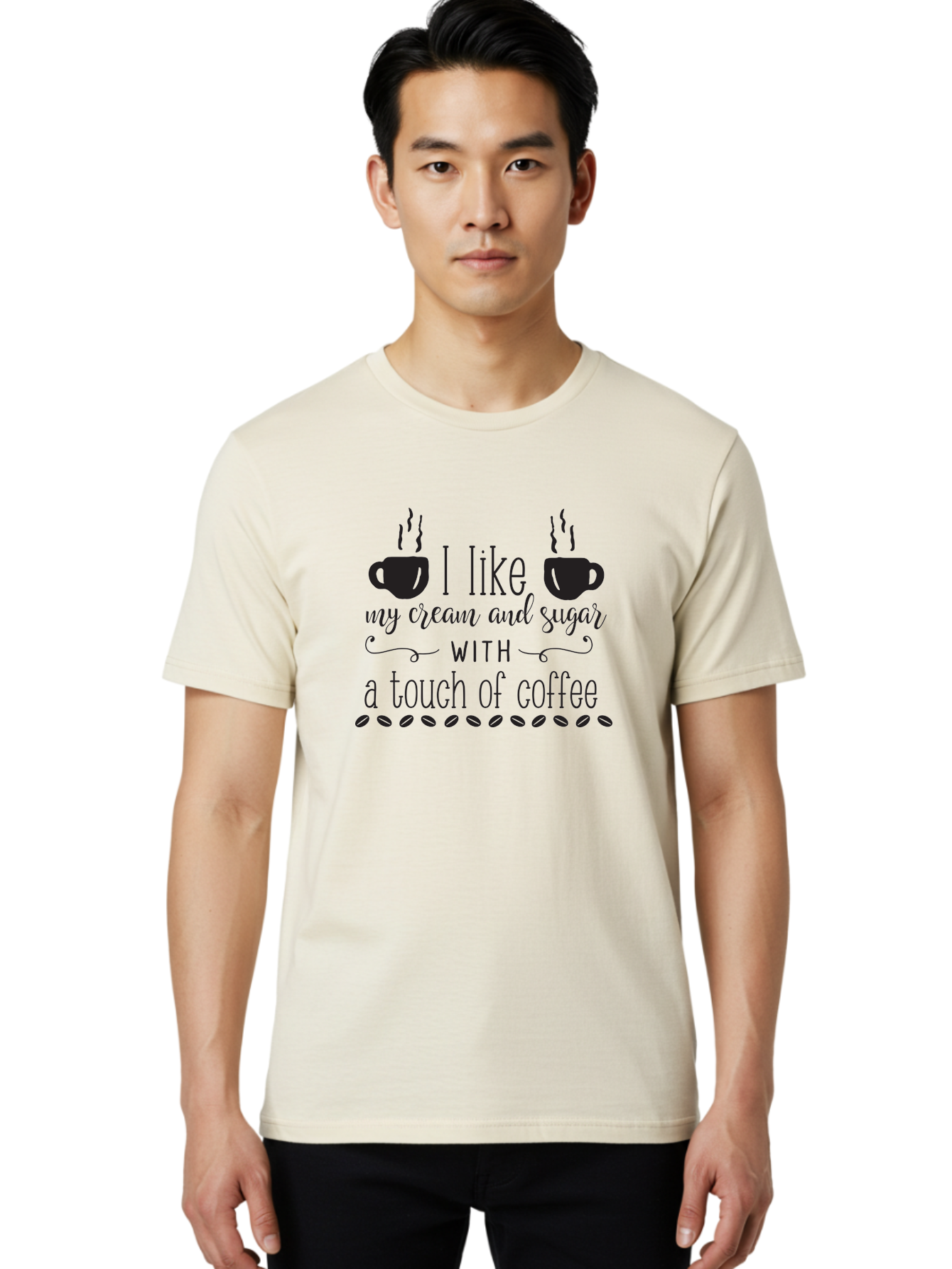 I-Like-My-Cream-And-Sugar Men'S Graphic Tee, 100% Cotton, Comfortable Casual Summer Wear, Machine Washable, Coffee Quote, Funny Coffee Sayings, Coffee Humor, Coffee Lover, Coffee Addiction, Morning Motivation, Coffee Beans, Steaming Cups Aac851 30