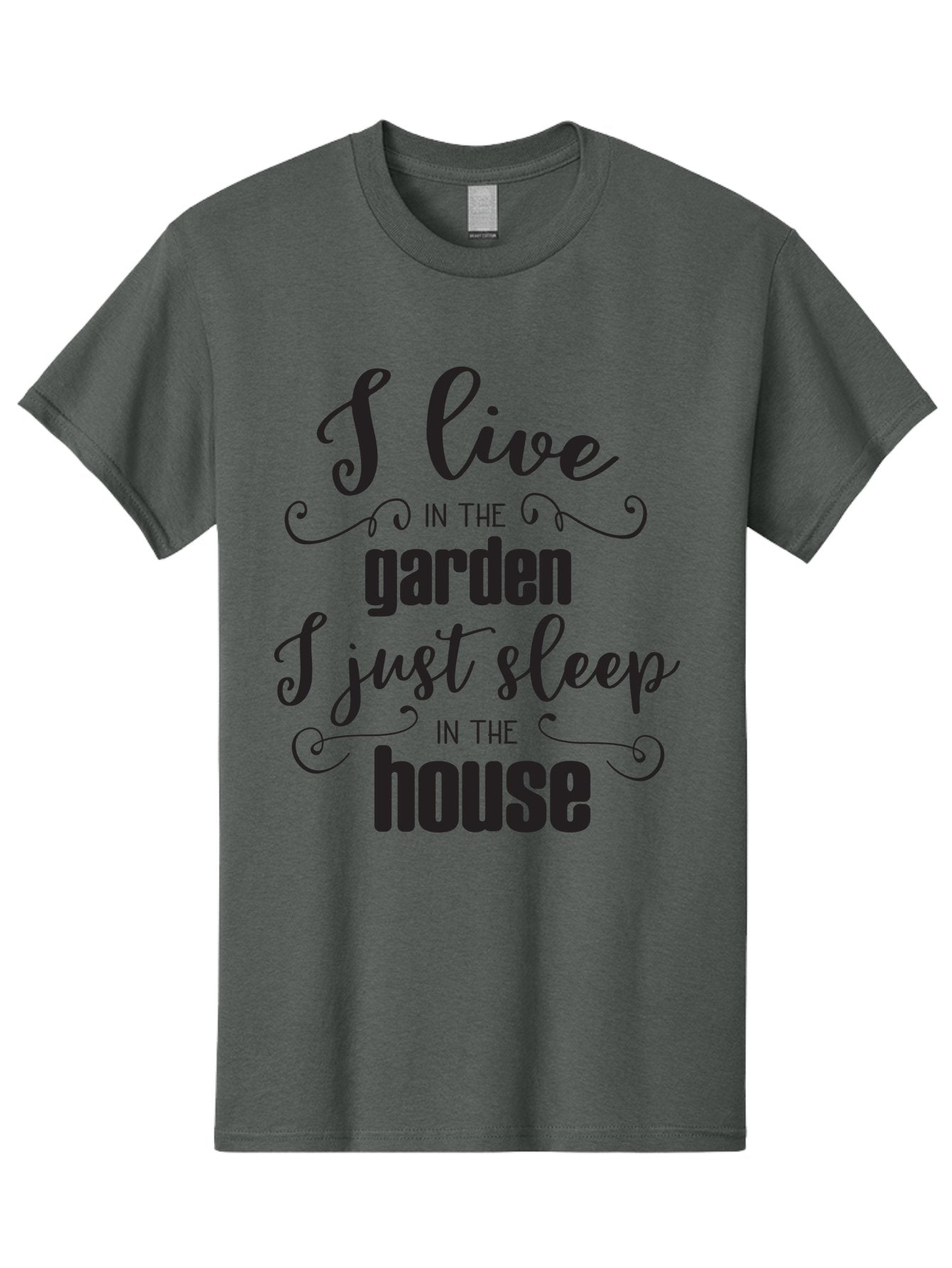I-Live-In-The-Garden-I-Just-Sleep-In-The-House Men'S Graphic Tee, 100% Cotton, Comfortable Casual Summer Wear, Machine Washable, Inspirational Quote, Garden Lover, House And Garden, Outdoor Living, Nature Enthusiast, Gardening Life, Quote Art, Aac852 9