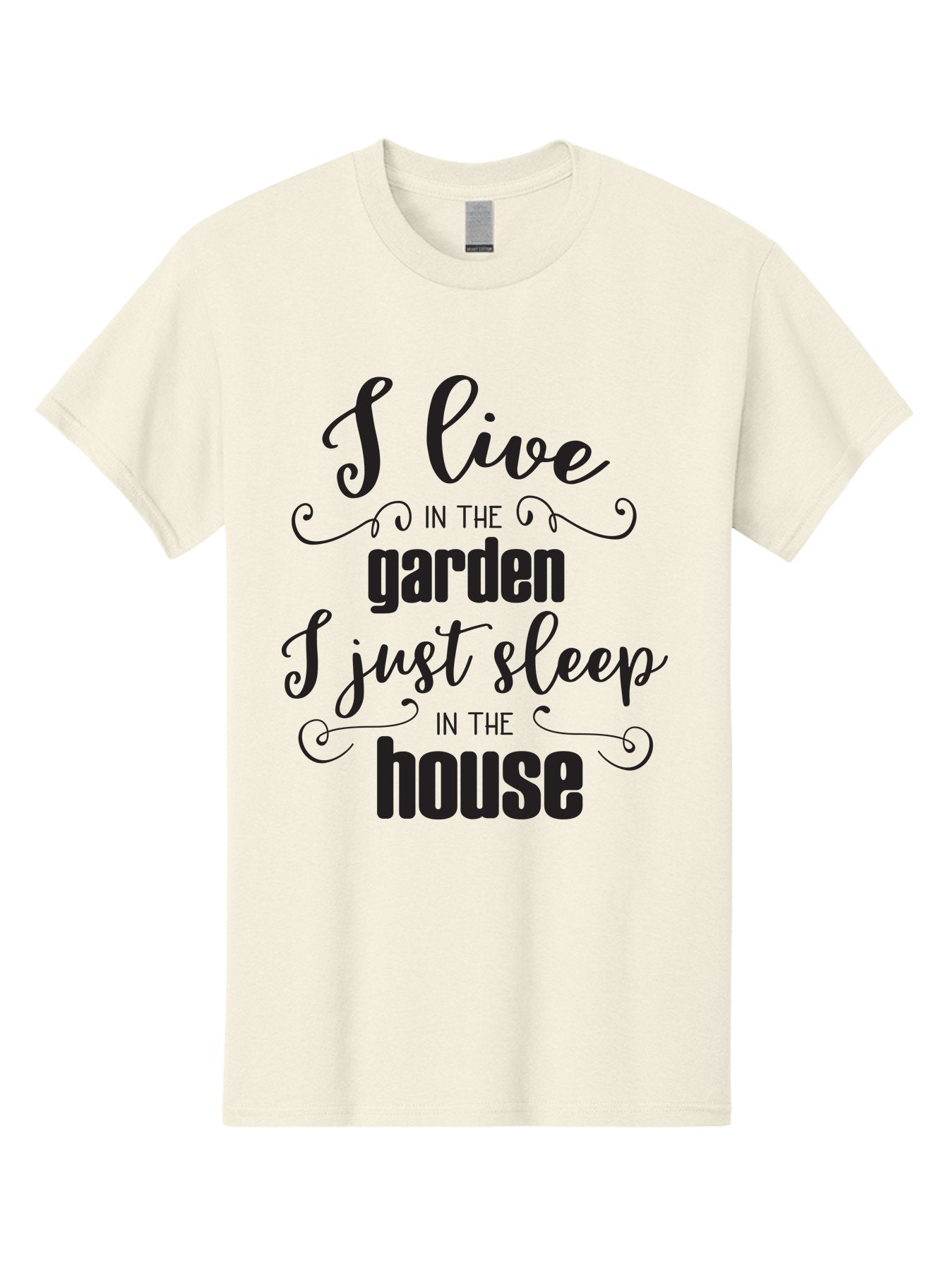 I-Live-In-The-Garden-I-Just-Sleep-In-The-House Men'S Graphic Tee, 100% Cotton, Comfortable Casual Summer Wear, Machine Washable, Inspirational Quote, Garden Lover, House And Garden, Outdoor Living, Nature Enthusiast, Gardening Life, Quote Art, Aac852 10