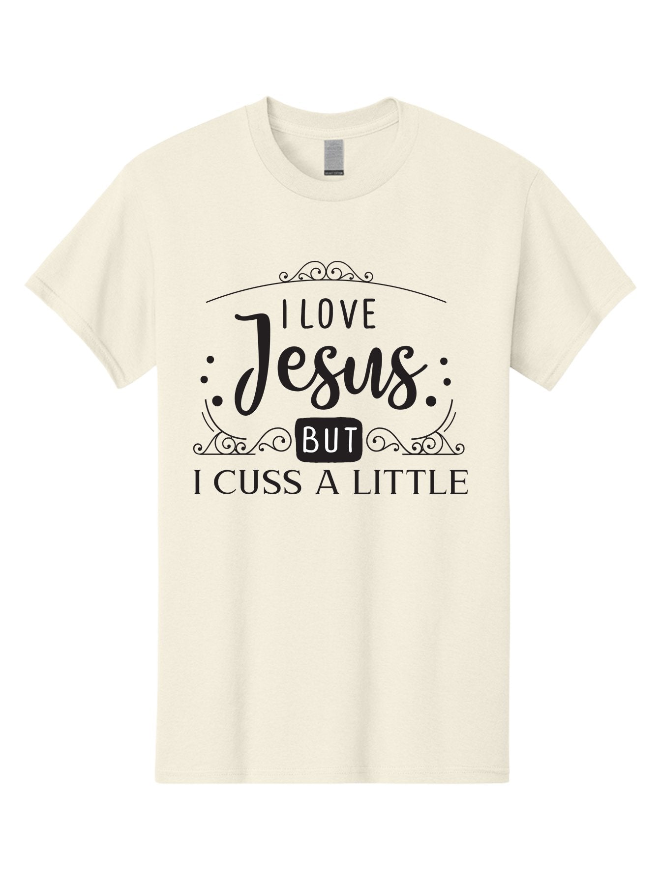 I-Love-Jesus-But-I-Cuss-A-Little Men'S Graphic Tee, 100% Cotton, Comfortable Casual Summer Wear, Machine Washable, Faithful Saying, Inspirational Quote, Jesus Love, Cussing Humor, Christian Faith, Religious Phrase, Inspirational Words, Aac855 13
