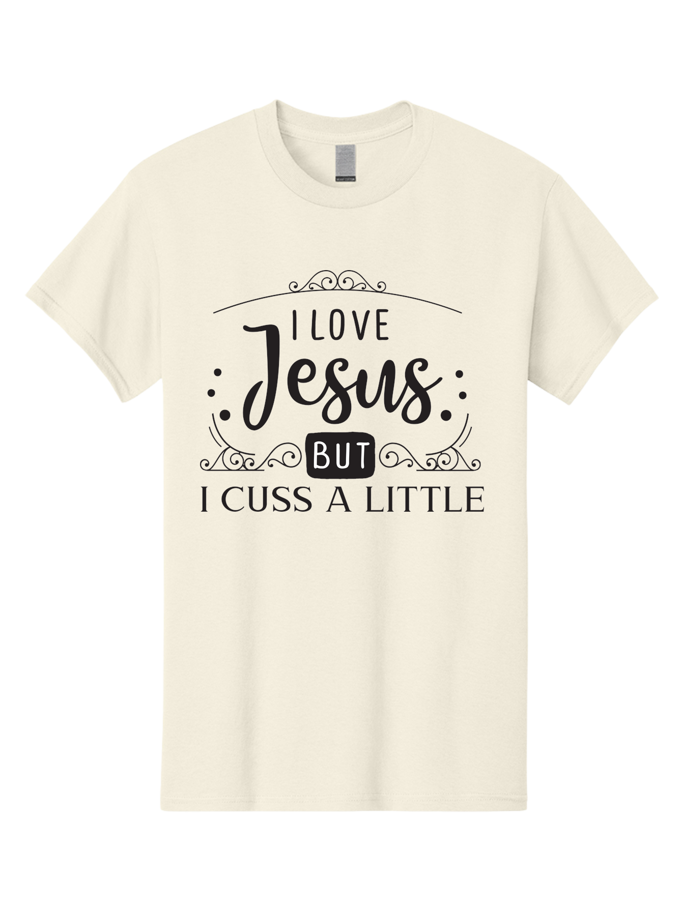 I-Love-Jesus-But-I-Cuss-A-Little Men'S Graphic Tee, 100% Cotton, Comfortable Casual Summer Wear, Machine Washable, Faithful Saying, Inspirational Quote, Jesus Love, Cussing Humor, Christian Faith, Religious Phrase, Inspirational Words, Aac855 29