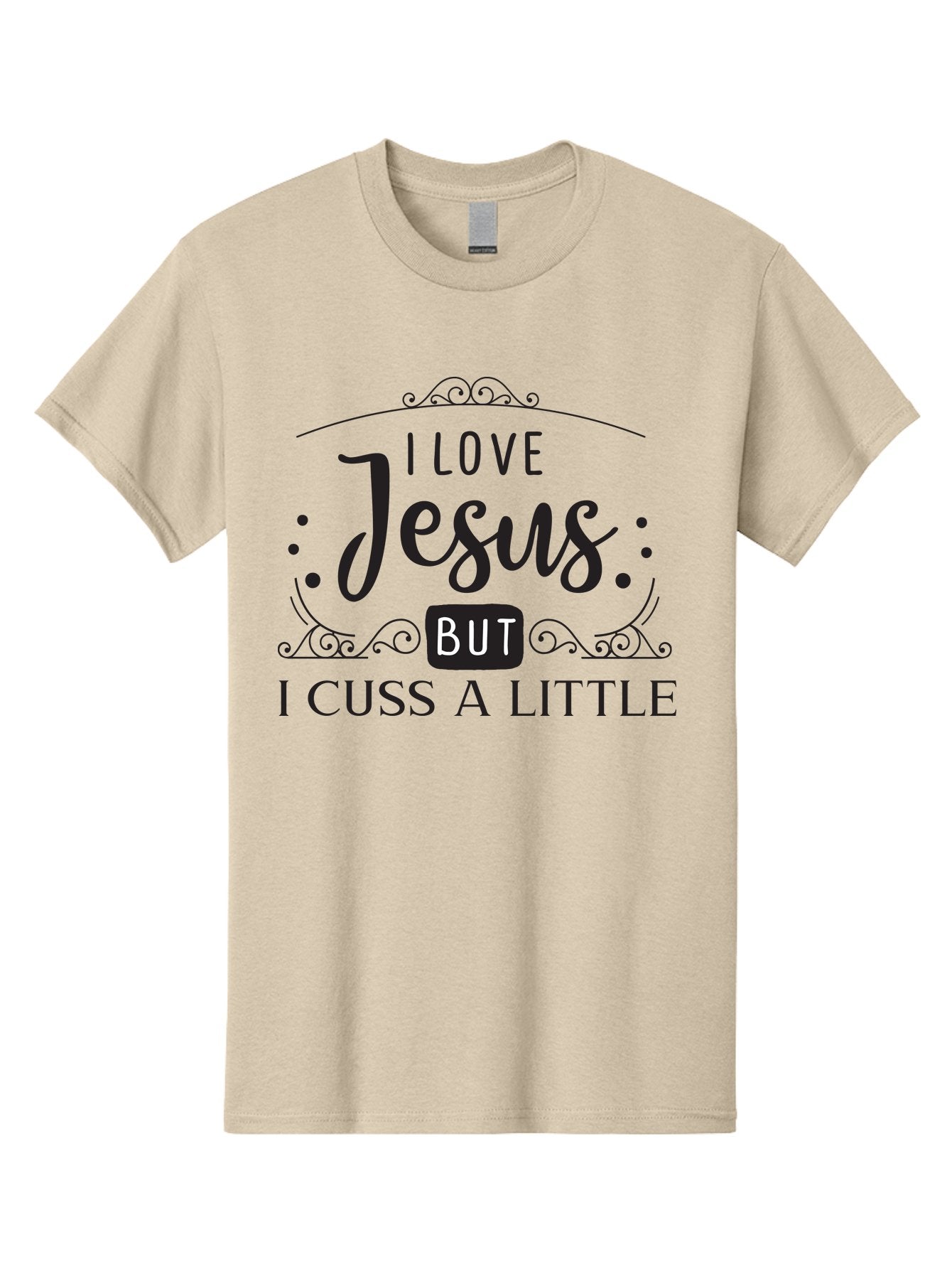 I-Love-Jesus-But-I-Cuss-A-Little Men'S Graphic Tee, 100% Cotton, Comfortable Casual Summer Wear, Machine Washable, Faithful Saying, Inspirational Quote, Jesus Love, Cussing Humor, Christian Faith, Religious Phrase, Inspirational Words, Aac855 14