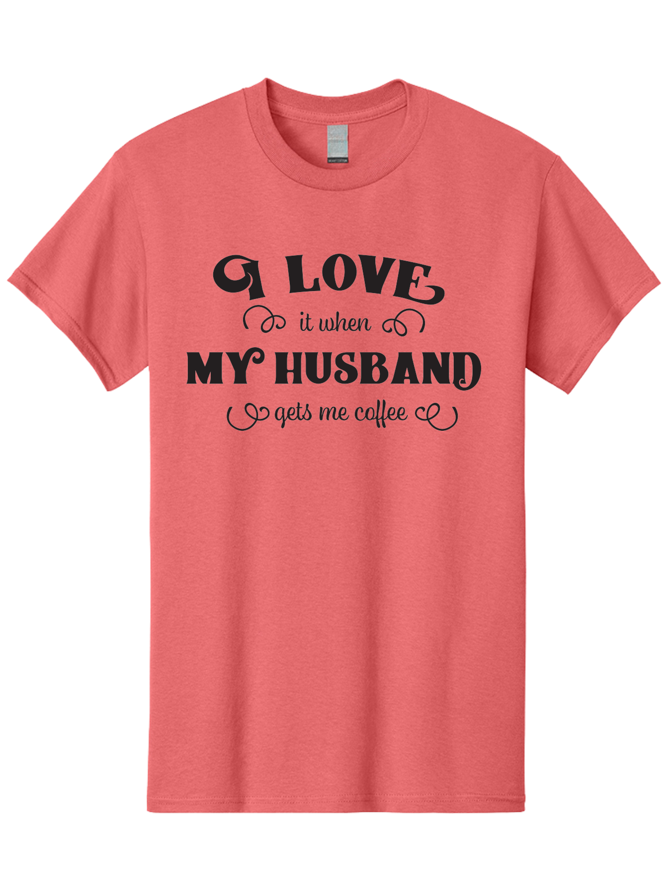 I-Love-My-Husband-Coffee Men'S Graphic Tee, 100% Cotton, Comfortable Casual Summer Wear, Machine Washable, Love Quote, Husband And Wife, Coffee Lover, Romance, Relationship Goals, Funny Saying, Cute Text, Love For Coffee Aac856