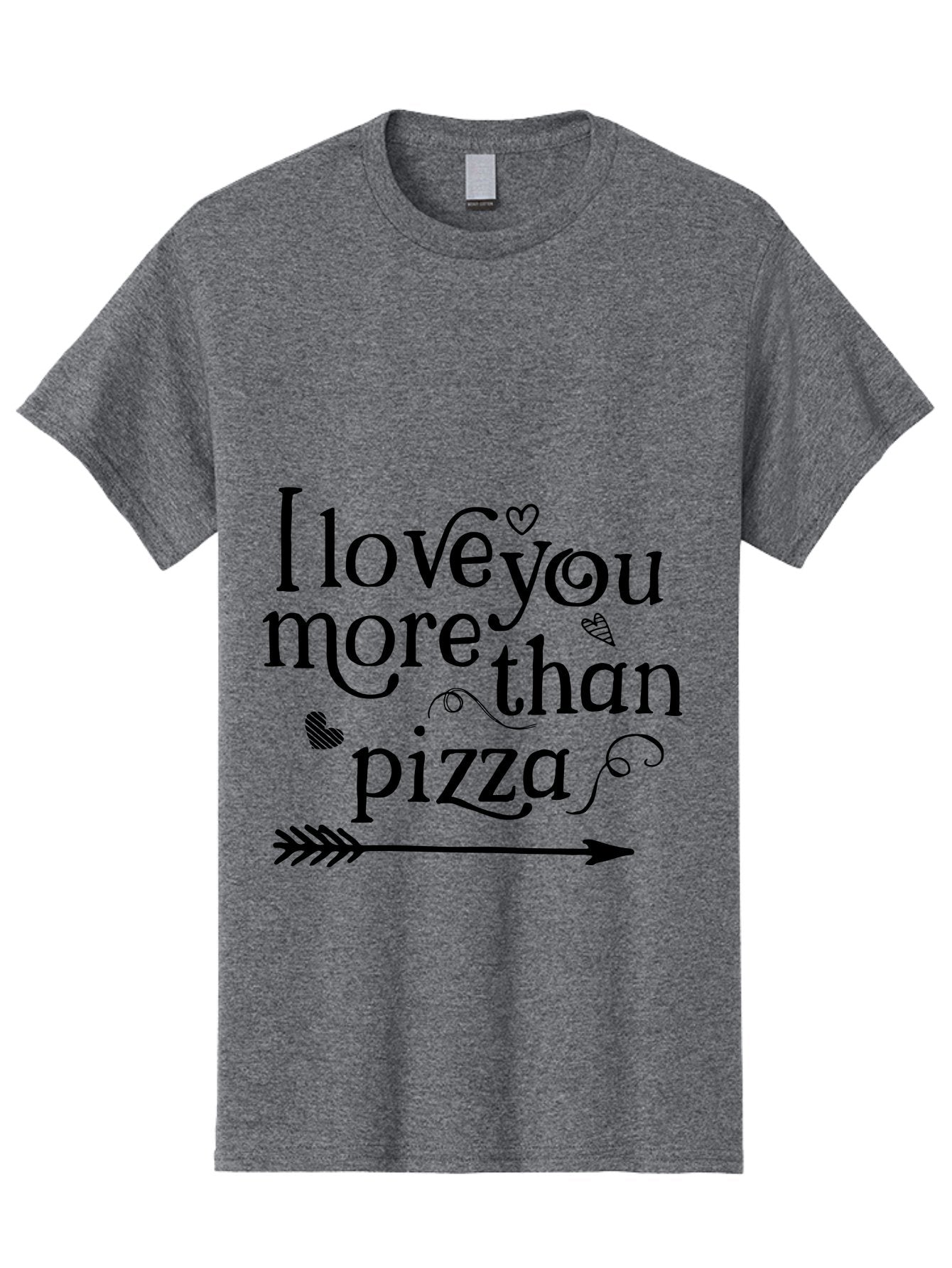 I-Love-You-More-Than-Pizza Men'S Graphic Tee, 100% Cotton, Comfortable Casual Summer Wear, Machine Washable, Love Quote, Pizza Love, Romantic Phrase, Heartwarming Saying, Valentine'S Day Message, Cute Typography, Arrow Design, Whimsical Hearts Aac857 4