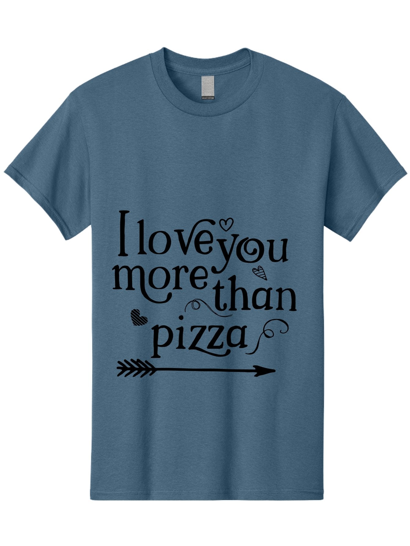 I-Love-You-More-Than-Pizza Men'S Graphic Tee, 100% Cotton, Comfortable Casual Summer Wear, Machine Washable, Love Quote, Pizza Love, Romantic Phrase, Heartwarming Saying, Valentine'S Day Message, Cute Typography, Arrow Design, Whimsical Hearts Aac857 9