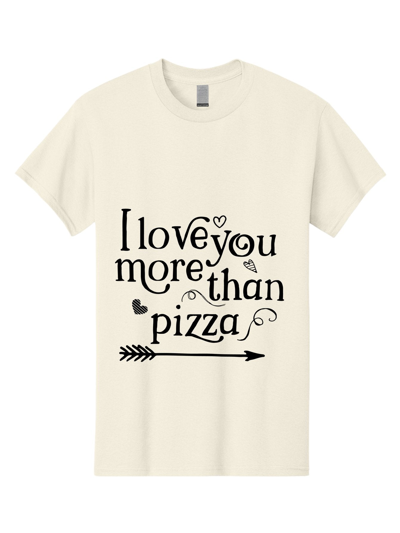 I-Love-You-More-Than-Pizza Men'S Graphic Tee, 100% Cotton, Comfortable Casual Summer Wear, Machine Washable, Love Quote, Pizza Love, Romantic Phrase, Heartwarming Saying, Valentine'S Day Message, Cute Typography, Arrow Design, Whimsical Hearts Aac857
