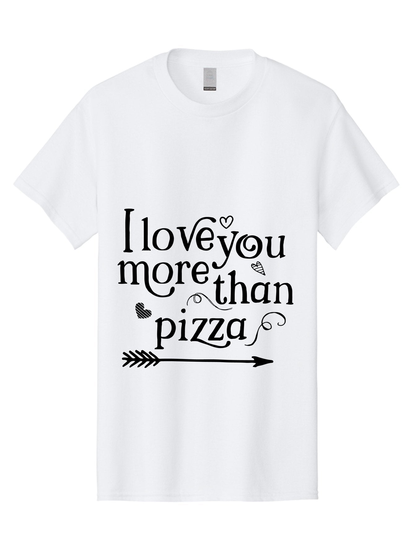 I-Love-You-More-Than-Pizza Men'S Graphic Tee, 100% Cotton, Comfortable Casual Summer Wear, Machine Washable, Love Quote, Pizza Love, Romantic Phrase, Heartwarming Saying, Valentine'S Day Message, Cute Typography, Arrow Design, Whimsical Hearts Aac857 8