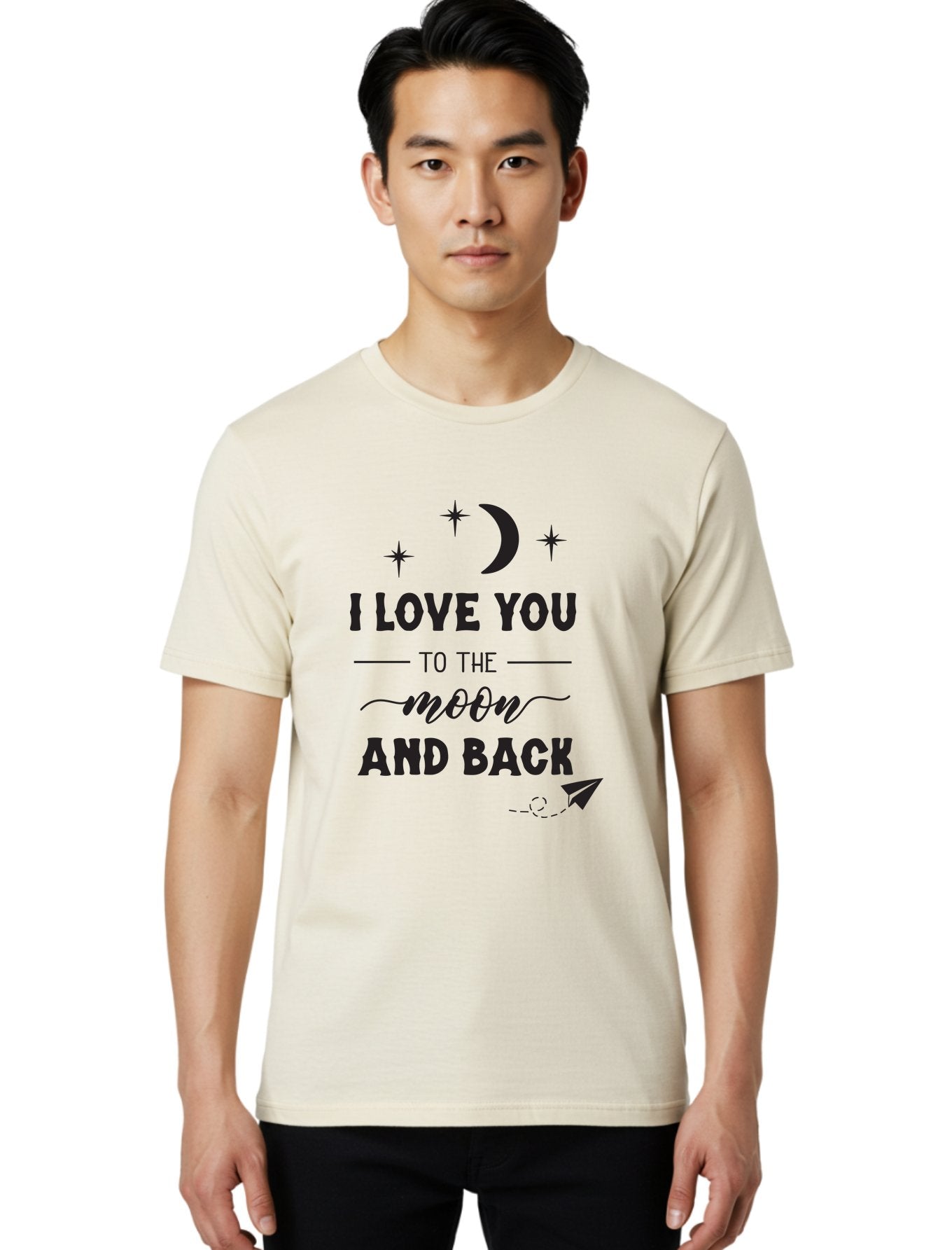 I-Love-You-To-The-Moon-And-Back Men'S Graphic Tee, 100% Cotton, Comfortable Casual Summer Wear, Machine Washable, Love Quote, Romantic Phrase, Moon And Stars, Celestial Theme, Sweet Sentiment, Heartfelt Expression, Loving Message, Aac858 28