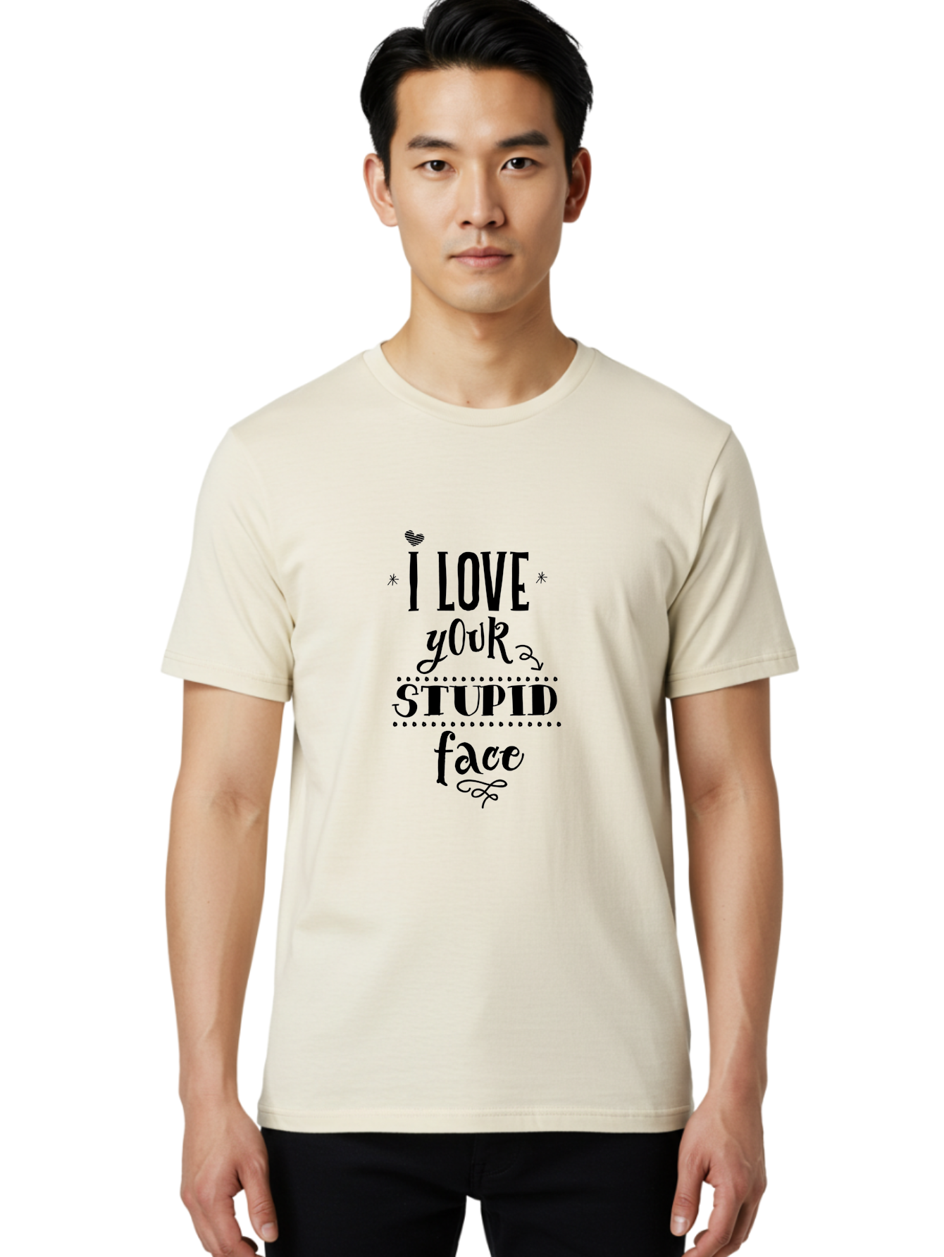 I-Love-Your-Stupid-Face Men'S Graphic Tee, 100% Cotton, Comfortable Casual Summer Wear, Machine Washable, Love Quote, Funny Phrase, Quirky Gift, Playful Typography, Cute Design, Heart Symbol, Stylish Text Aac859 14