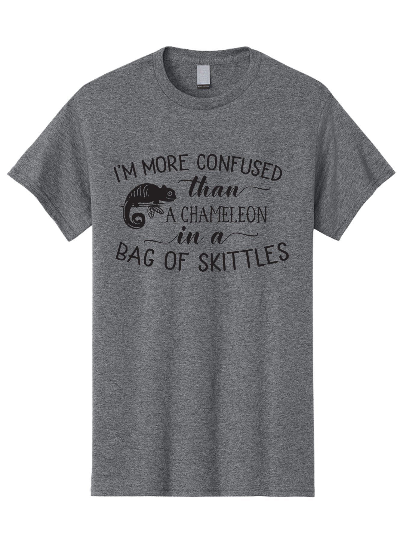 I-M-More-Confused-Than-A-Chameleon-In-A-Bag-Of-Skittles Men'S Graphic Tee, 100% Cotton, Comfortable Casual Summer Wear, Machine Washable, Funny Quote, Humorous Saying, Confused Chameleon, Bag Of Skittles, Playful Graphic, Whimsical Design, Aac863 9
