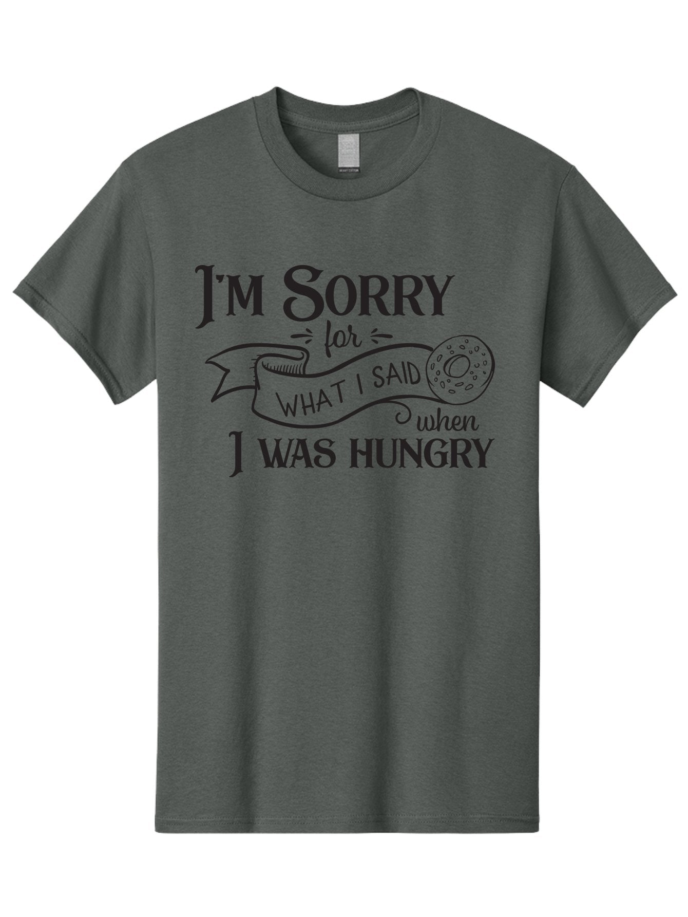 I-M-Sorry-For-What-I-Said-When-I-Was-Hungry Men'S Graphic Tee, 100% Cotton, Comfortable Casual Summer Wear, Machine Washable, Funny Quote, Humorous Saying, Apology Message, Playful Typography, Donut Illustration, Witty Phrase, Aac867 5