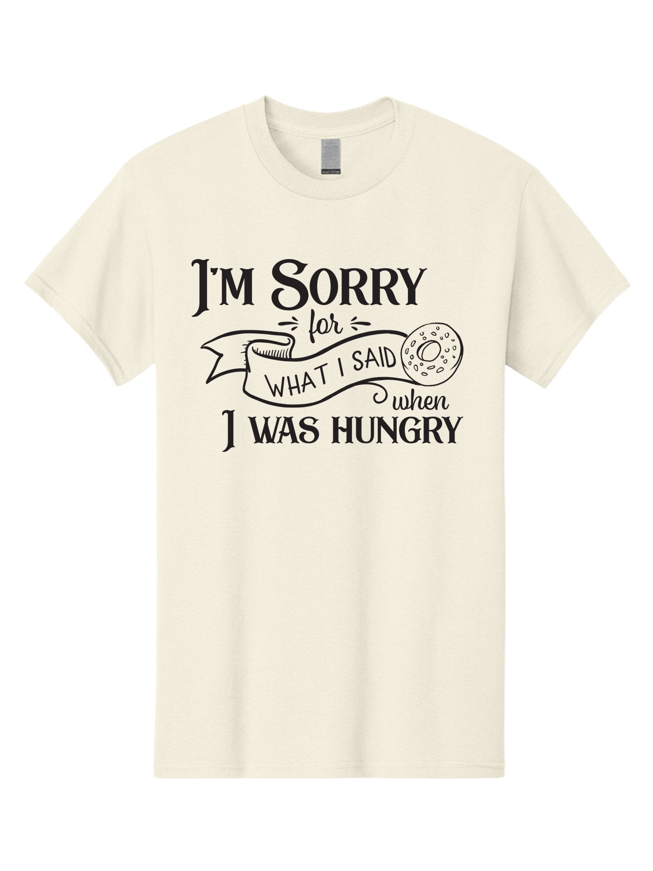 I-M-Sorry-For-What-I-Said-When-I-Was-Hungry Men'S Graphic Tee, 100% Cotton, Comfortable Casual Summer Wear, Machine Washable, Funny Quote, Humorous Saying, Apology Message, Playful Typography, Donut Illustration, Witty Phrase, Aac867 14