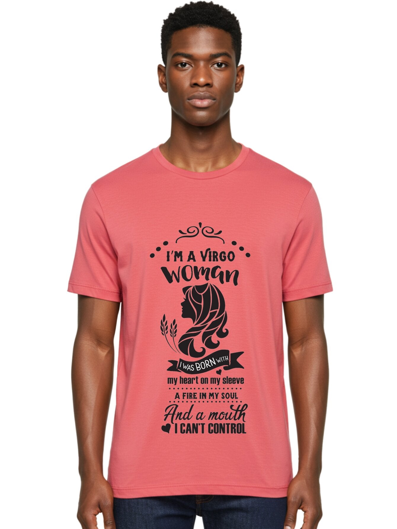 I-M-Virgo-Woman Men'S Graphic Tee, 100% Cotton, Comfortable Casual Summer Wear, Machine Washable, Virgo Woman, Astrological Sign, Zodiac Personality, Strong Female, Heart On Sleeve, Fire In Soul, Outspoken, Virgo Traits, Confident Woman, Aac869 25