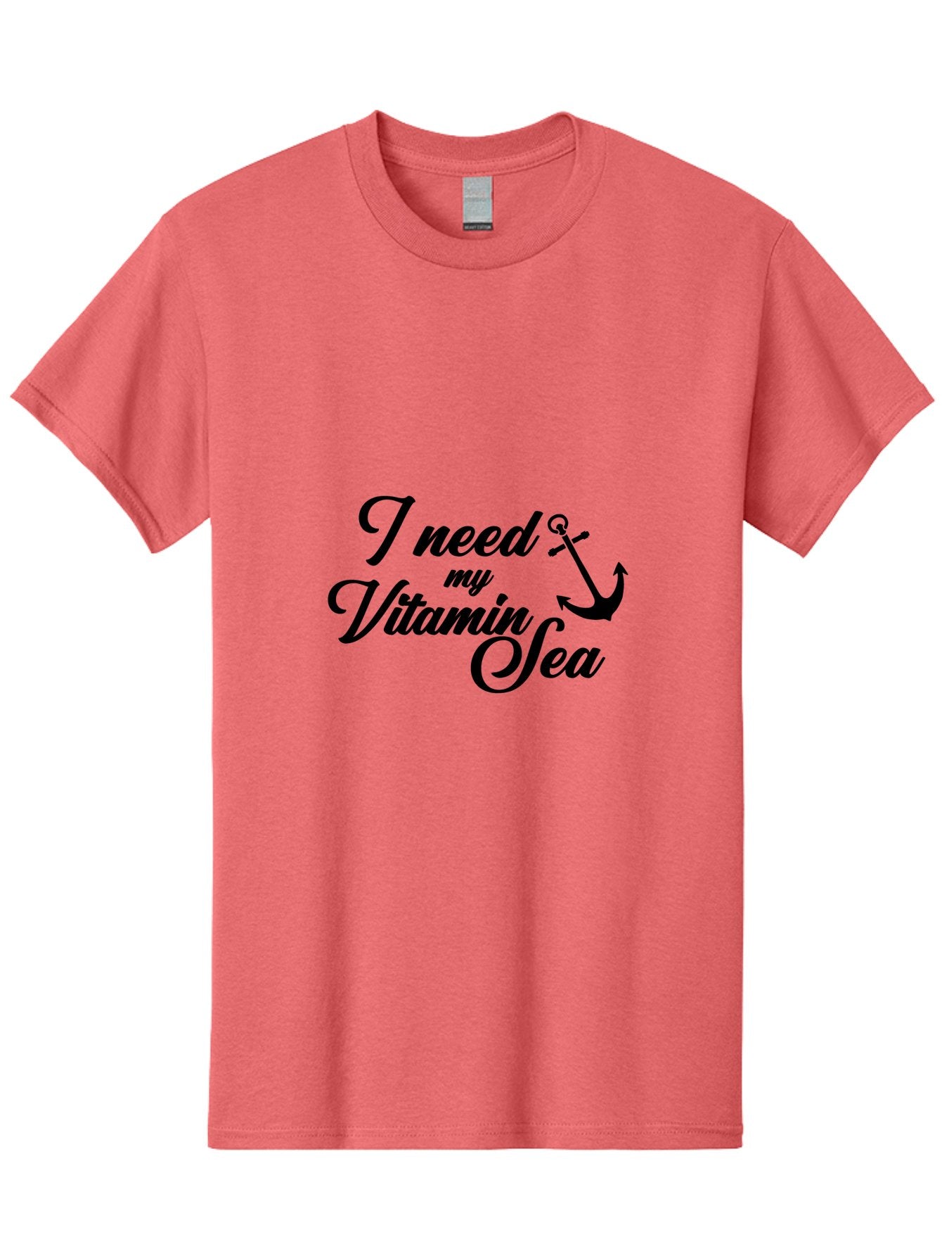 I-Need-My-Vitamin-Sea Men'S Graphic Tee, 100% Cotton, Comfortable Casual Summer Wear, Machine Washable, Nautical Quote, Ocean Inspiration, Coastal Vibes, Anchor Symbol, Sea Lover, Beach Life, Wellness Mantra, Calming Phrase, Cursive Text Aac871 8