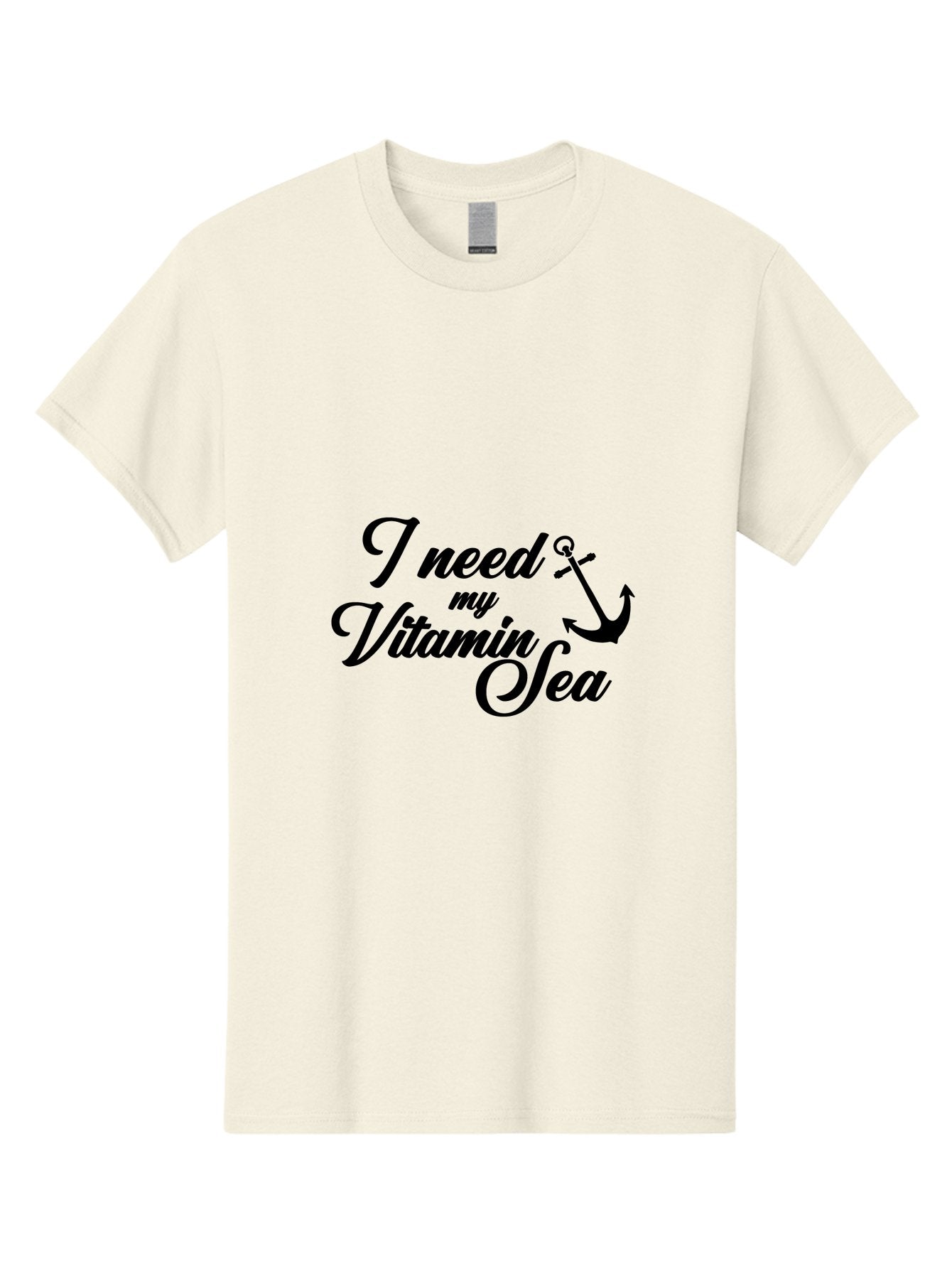 I-Need-My-Vitamin-Sea Men'S Graphic Tee, 100% Cotton, Comfortable Casual Summer Wear, Machine Washable, Nautical Quote, Ocean Inspiration, Coastal Vibes, Anchor Symbol, Sea Lover, Beach Life, Wellness Mantra, Calming Phrase, Cursive Text Aac871 14