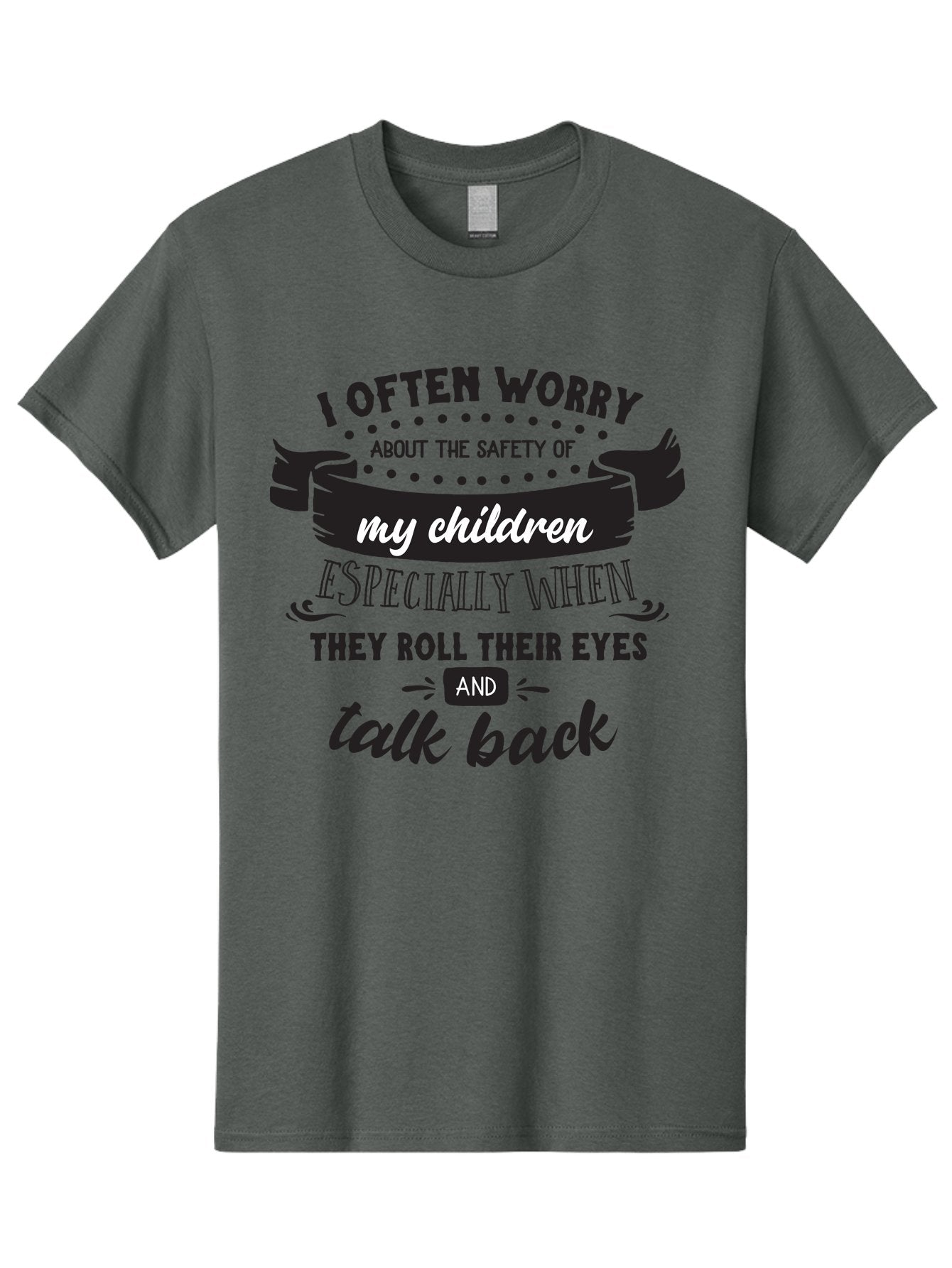 I-Often-Worry-About-The-Safety-Of-My-Children Men'S Graphic Tee, 100% Cotton, Comfortable Casual Summer Wear, Machine Washable, Funny Parenting Quote, Humorous Saying, Kids Backtalk, Sarcastic Humor, Ironic Expression, Playful Design, Aac873 7