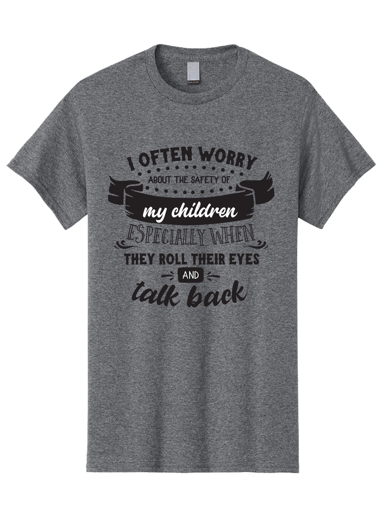 I-Often-Worry-About-The-Safety-Of-My-Children Men'S Graphic Tee, 100% Cotton, Comfortable Casual Summer Wear, Machine Washable, Funny Parenting Quote, Humorous Saying, Kids Backtalk, Sarcastic Humor, Ironic Expression, Playful Design, Aac873 3