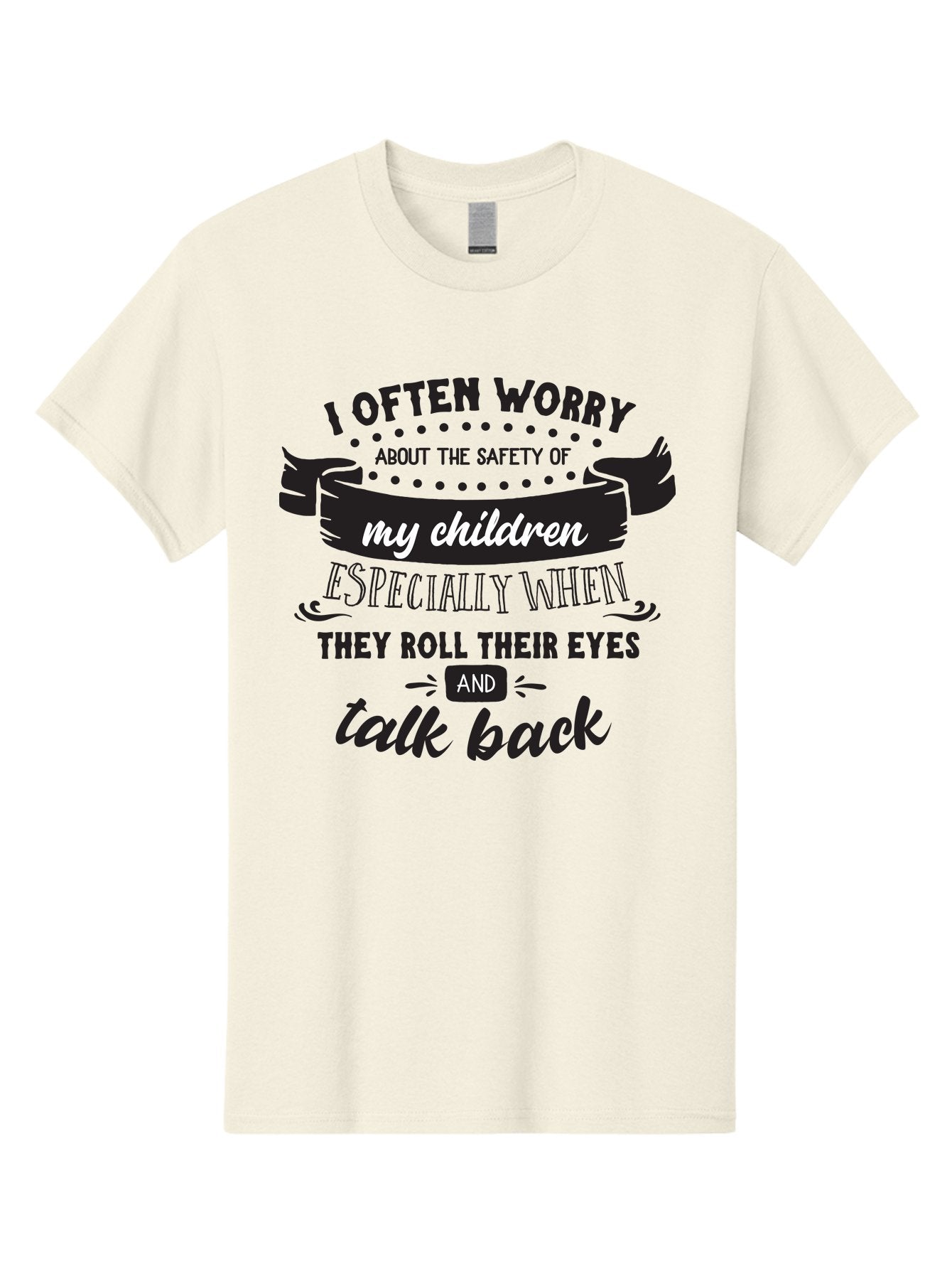 I-Often-Worry-About-The-Safety-Of-My-Children Men'S Graphic Tee, 100% Cotton, Comfortable Casual Summer Wear, Machine Washable, Funny Parenting Quote, Humorous Saying, Kids Backtalk, Sarcastic Humor, Ironic Expression, Playful Design, Aac873 5
