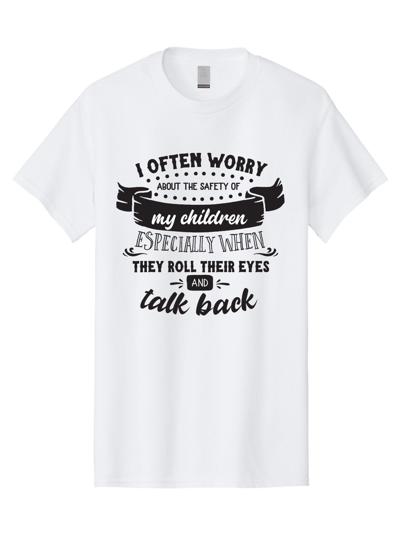 I-Often-Worry-About-The-Safety-Of-My-Children Men'S Graphic Tee, 100% Cotton, Comfortable Casual Summer Wear, Machine Washable, Funny Parenting Quote, Humorous Saying, Kids Backtalk, Sarcastic Humor, Ironic Expression, Playful Design, Aac873