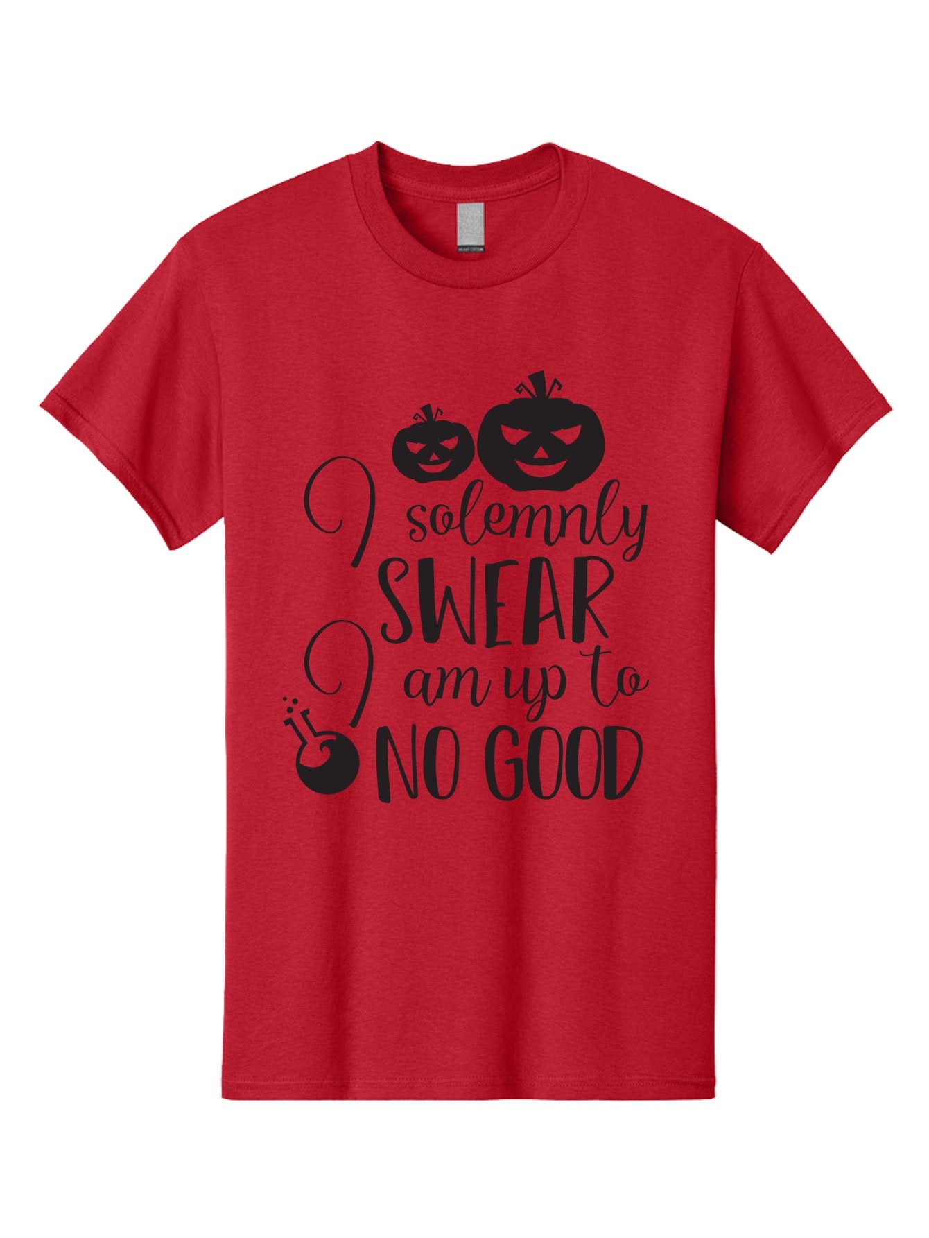 I-Solemnly-Swear Men'S Graphic Tee, 100% Cotton, Comfortable Casual Summer Wear, Machine Washable, Harry Potter Quote, Spooky Pumpkins, Halloween Theme, Bold Typography, Quirky Design, Magical Atmosphere, Halloween Decorations, Funny Quote Aac877