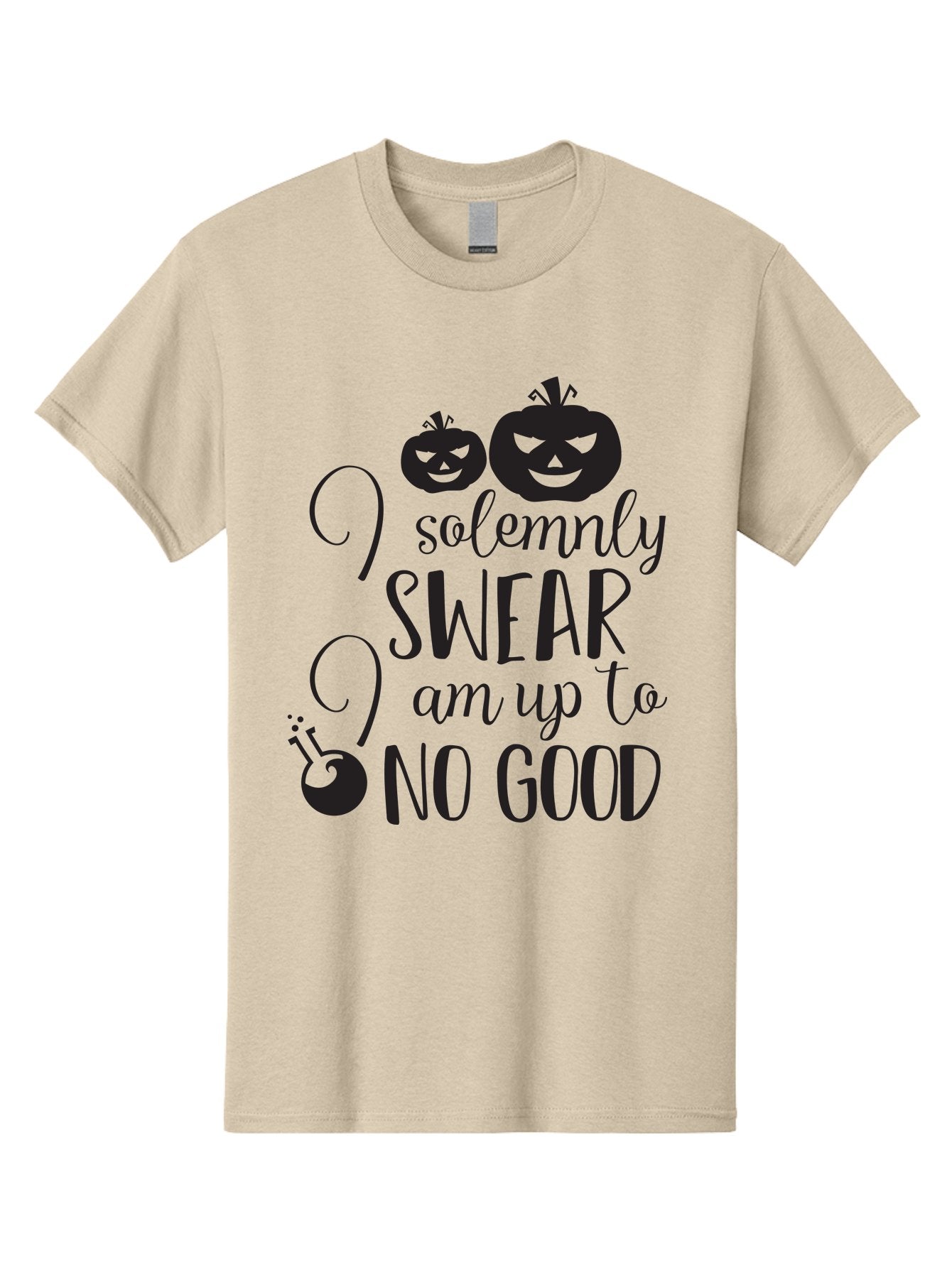 I-Solemnly-Swear Men'S Graphic Tee, 100% Cotton, Comfortable Casual Summer Wear, Machine Washable, Harry Potter Quote, Spooky Pumpkins, Halloween Theme, Bold Typography, Quirky Design, Magical Atmosphere, Halloween Decorations, Funny Quote Aac877