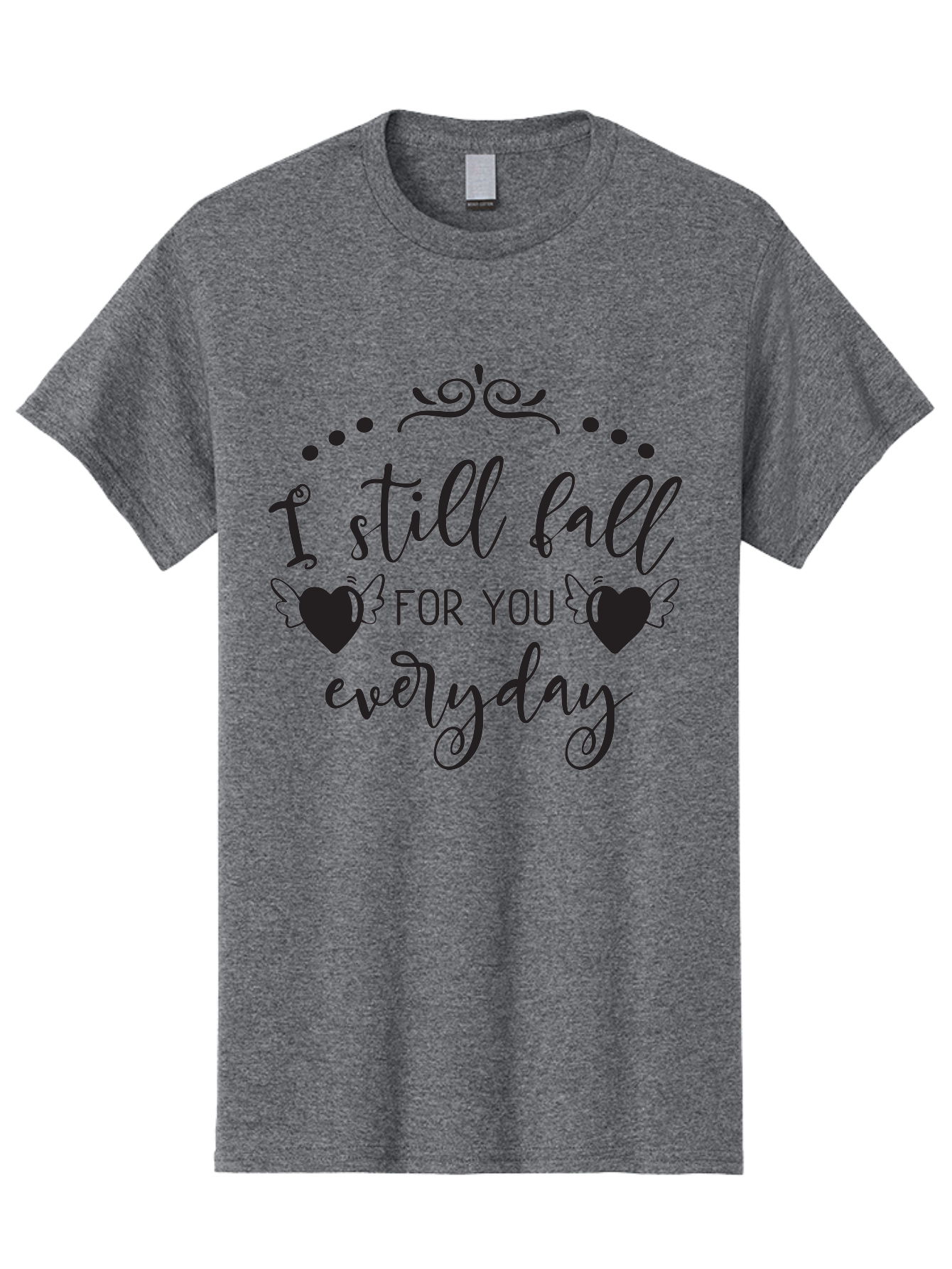 I-Still-Fall-For-You-Everyday Men'S Graphic Tee, 100% Cotton, Comfortable Casual Summer Wear, Machine Washable, Love Quote, Romantic Phrase, Heartwarming Words, Lovely Saying, I Still Fall For You Everyday, Sweet Sentiment, Lovely Hearts, Aac878 5