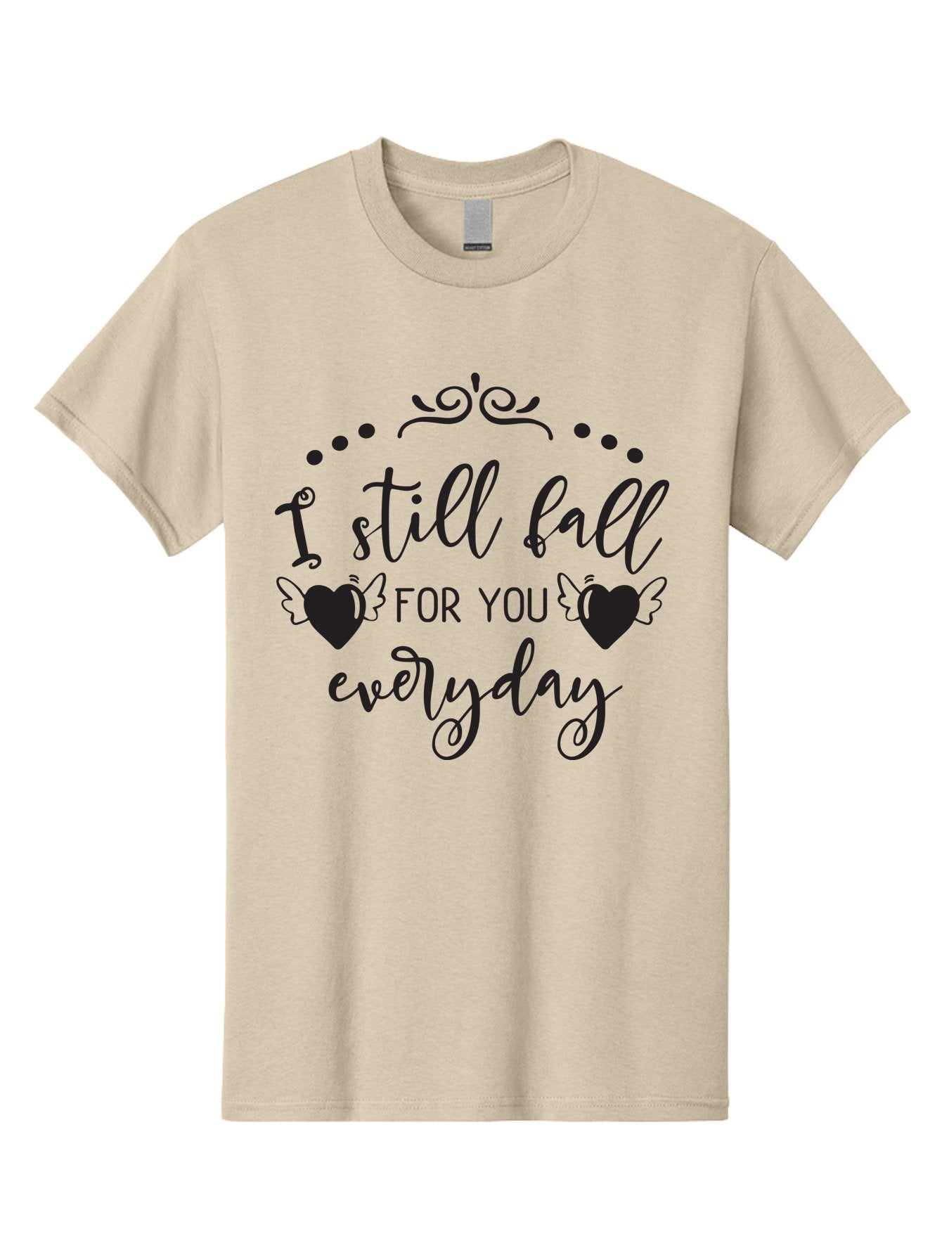 I-Still-Fall-For-You-Everyday Men'S Graphic Tee, 100% Cotton, Comfortable Casual Summer Wear, Machine Washable, Love Quote, Romantic Phrase, Heartwarming Words, Lovely Saying, I Still Fall For You Everyday, Sweet Sentiment, Lovely Hearts, Aac878 4