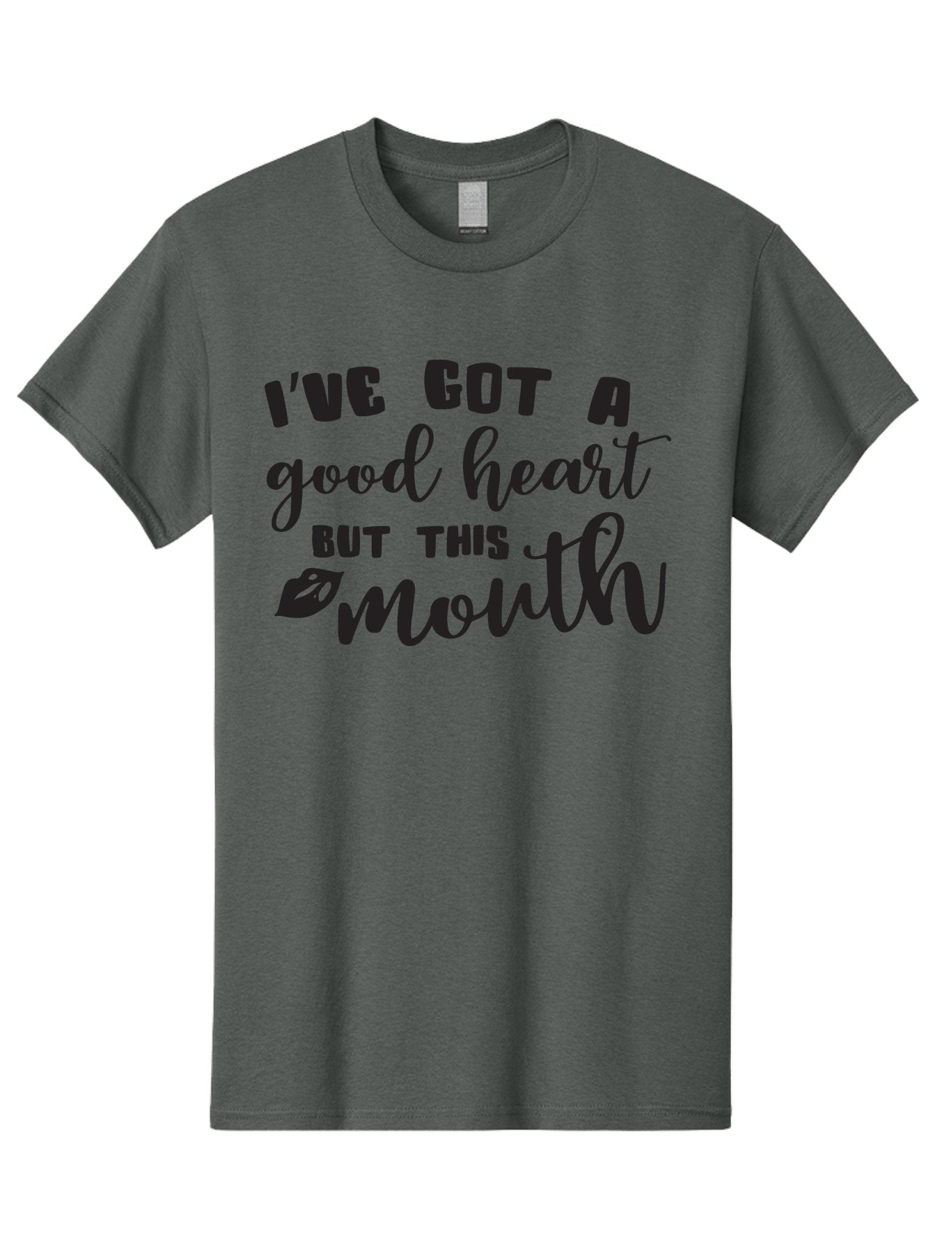 I-Ve-Got-A-Good-Heart-But-This-Mouth Men'S Graphic Tee, 100% Cotton, Comfortable Casual Summer Wear, Machine Washable, Sassy Quote, Good Heart, Lip Prints, Sassy Mouth, Funny Saying, Attitude Quote, Witty Phrase, Sarcastic Humor Aac880 12