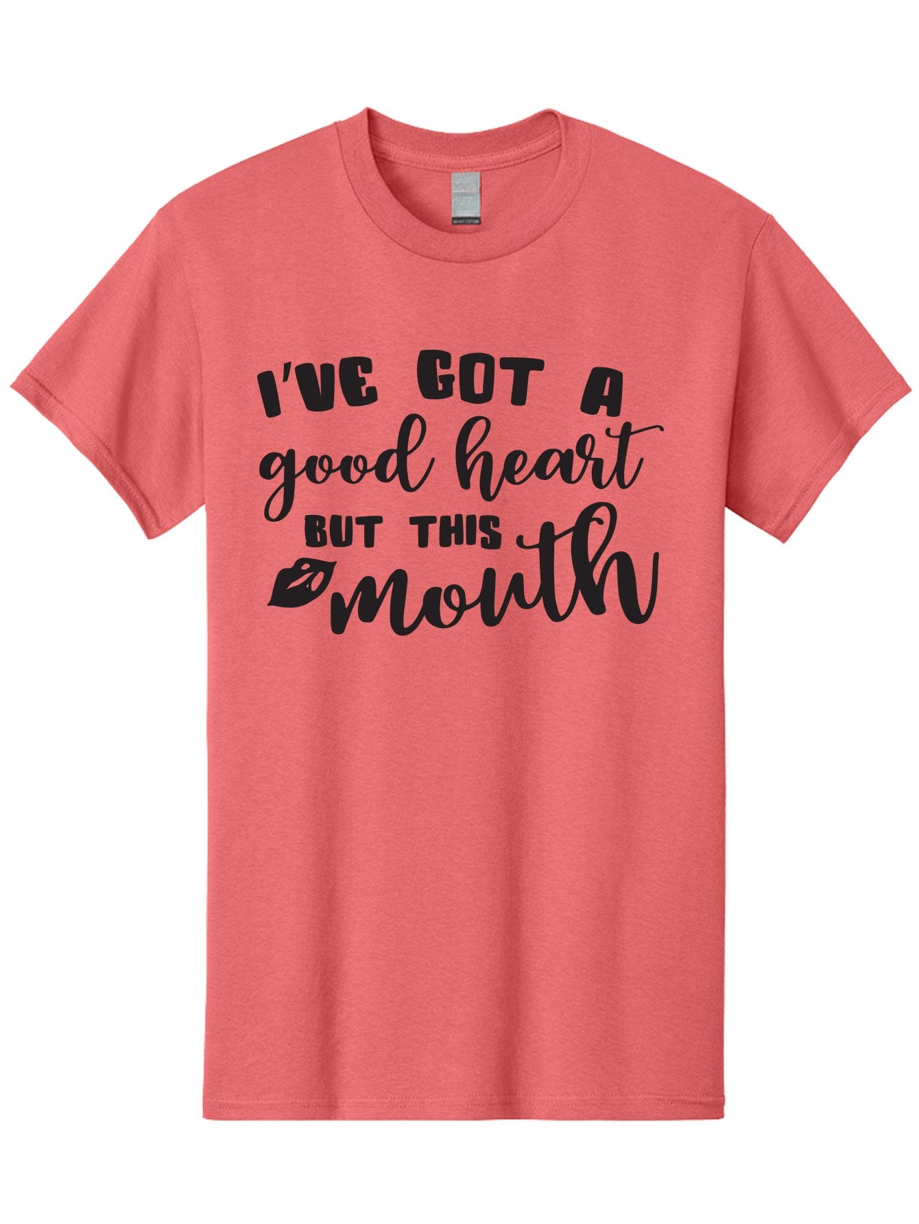 I-Ve-Got-A-Good-Heart-But-This-Mouth Men'S Graphic Tee, 100% Cotton, Comfortable Casual Summer Wear, Machine Washable, Sassy Quote, Good Heart, Lip Prints, Sassy Mouth, Funny Saying, Attitude Quote, Witty Phrase, Sarcastic Humor Aac880 11
