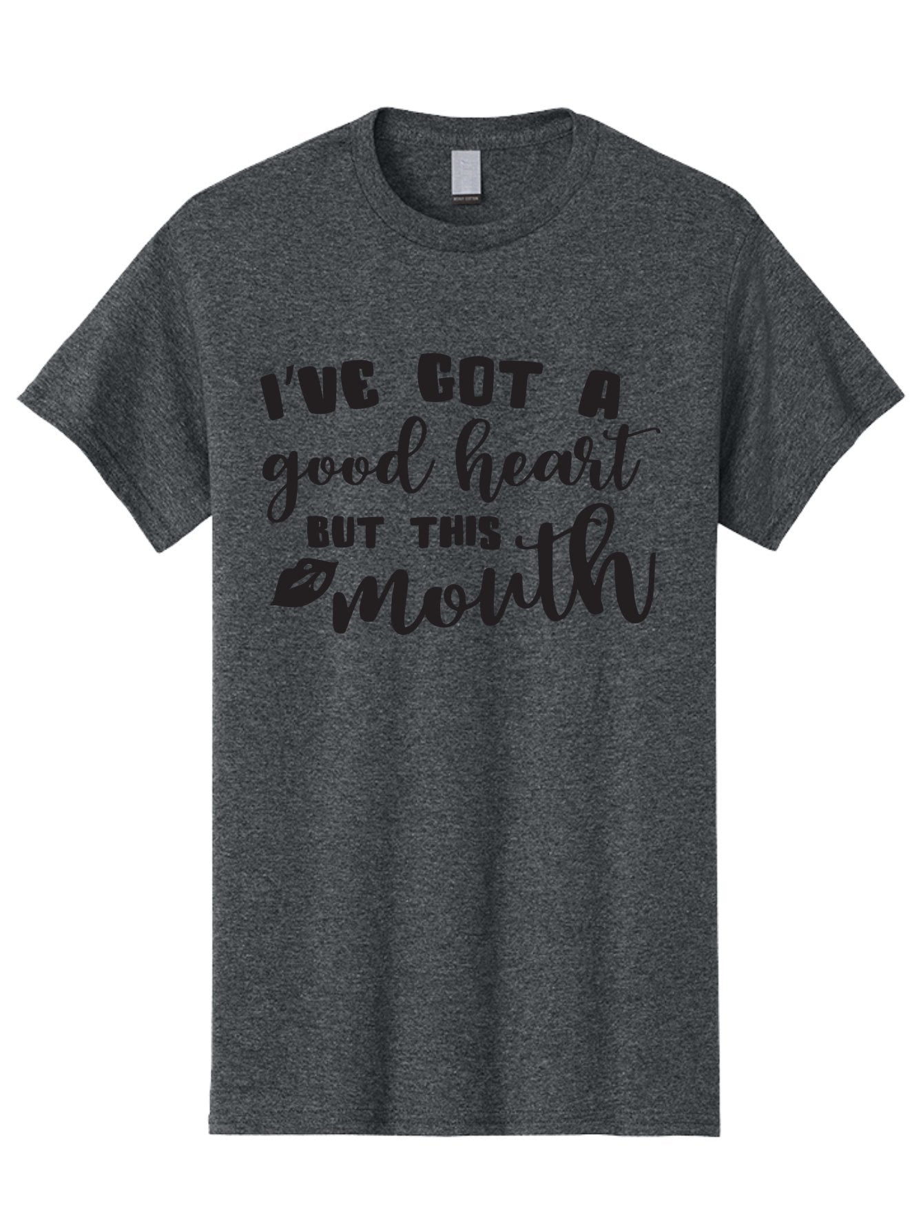 I-Ve-Got-A-Good-Heart-But-This-Mouth Men'S Graphic Tee, 100% Cotton, Comfortable Casual Summer Wear, Machine Washable, Sassy Quote, Good Heart, Lip Prints, Sassy Mouth, Funny Saying, Attitude Quote, Witty Phrase, Sarcastic Humor Aac880 3