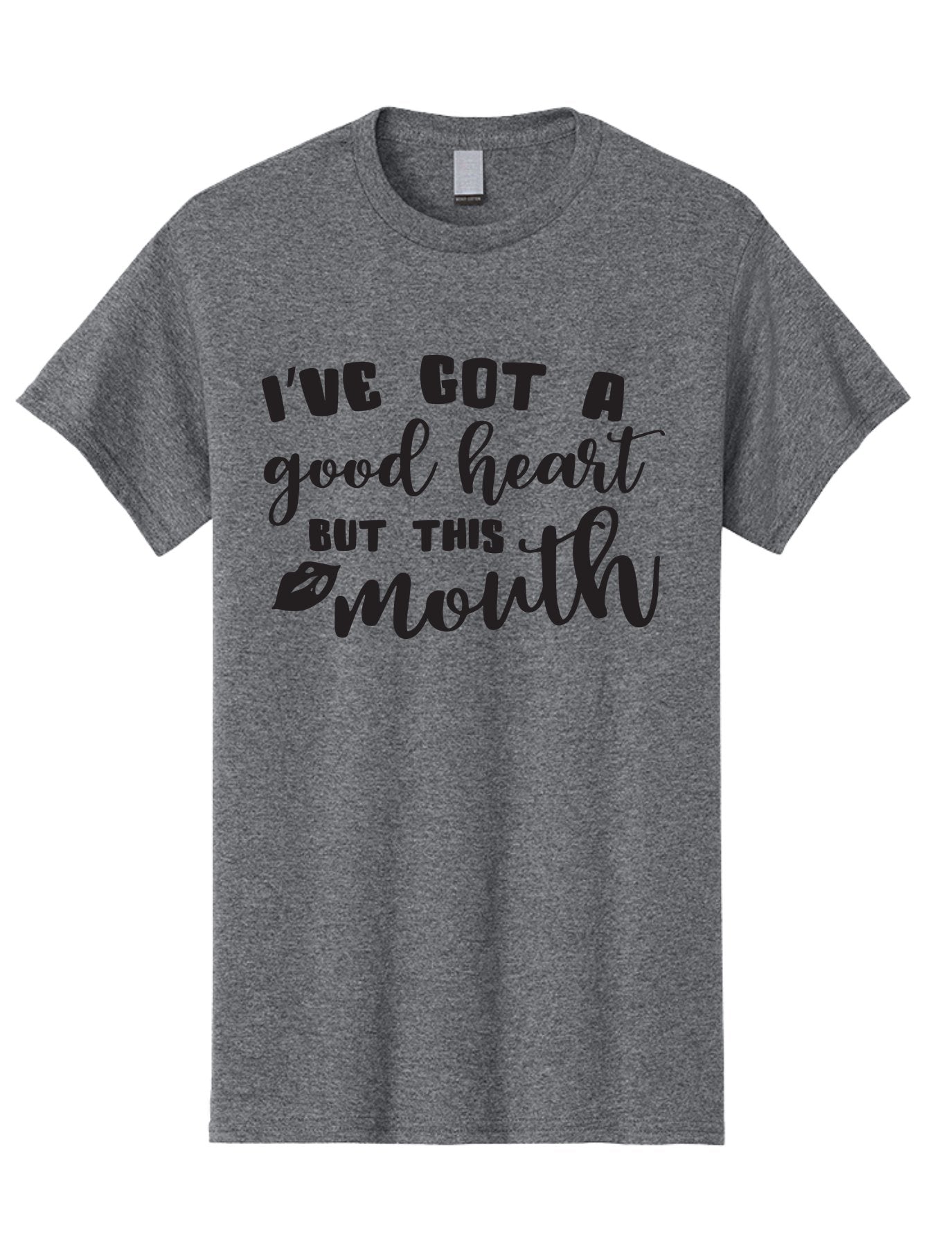 I-Ve-Got-A-Good-Heart-But-This-Mouth Men'S Graphic Tee, 100% Cotton, Comfortable Casual Summer Wear, Machine Washable, Sassy Quote, Good Heart, Lip Prints, Sassy Mouth, Funny Saying, Attitude Quote, Witty Phrase, Sarcastic Humor Aac880 5