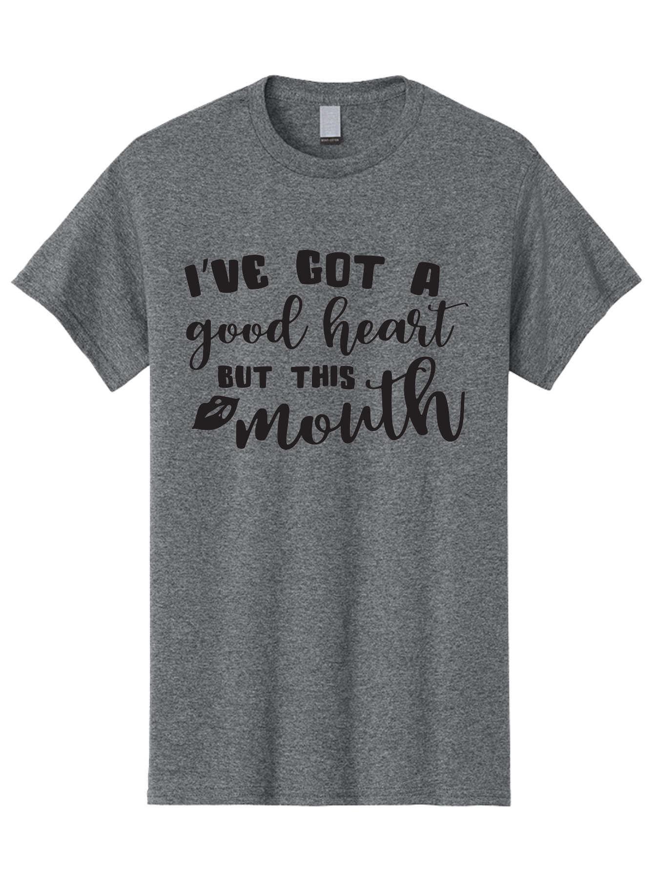 I-Ve-Got-A-Good-Heart-But-This-Mouth Men'S Graphic Tee, 100% Cotton, Comfortable Casual Summer Wear, Machine Washable, Sassy Quote, Good Heart, Lip Prints, Sassy Mouth, Funny Saying, Attitude Quote, Witty Phrase, Sarcastic Humor Aac880 15