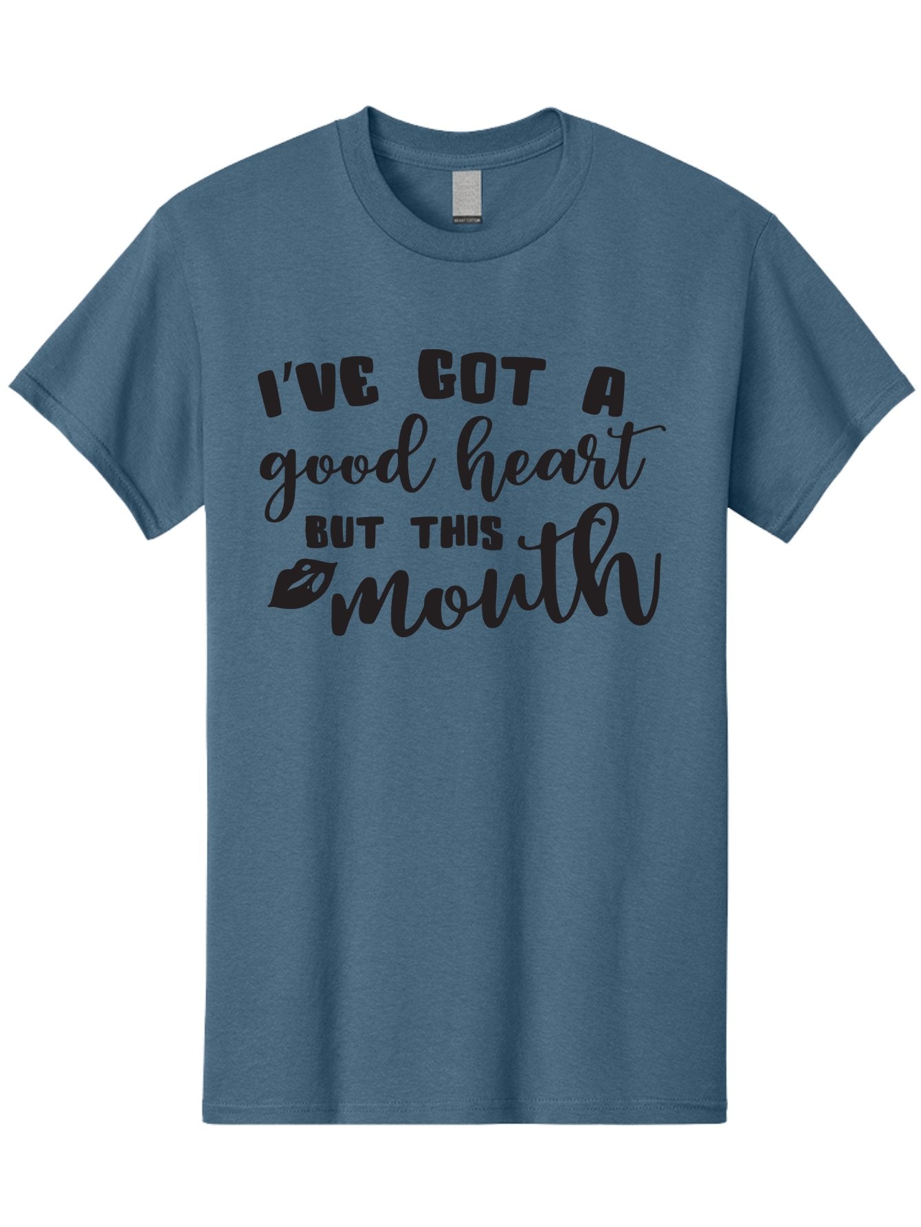 I-Ve-Got-A-Good-Heart-But-This-Mouth Men'S Graphic Tee, 100% Cotton, Comfortable Casual Summer Wear, Machine Washable, Sassy Quote, Good Heart, Lip Prints, Sassy Mouth, Funny Saying, Attitude Quote, Witty Phrase, Sarcastic Humor Aac880 15