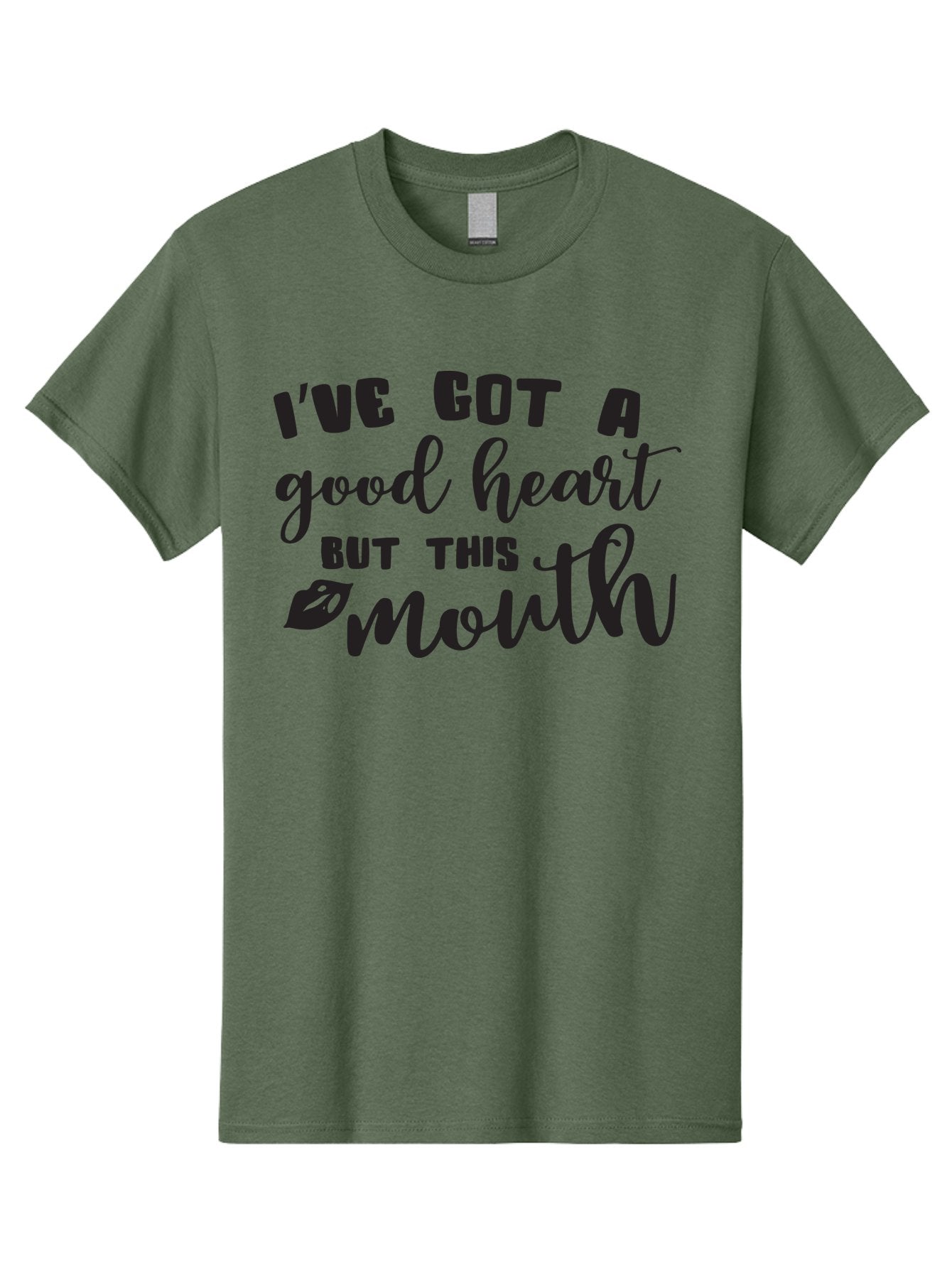 I-Ve-Got-A-Good-Heart-But-This-Mouth Men'S Graphic Tee, 100% Cotton, Comfortable Casual Summer Wear, Machine Washable, Sassy Quote, Good Heart, Lip Prints, Sassy Mouth, Funny Saying, Attitude Quote, Witty Phrase, Sarcastic Humor Aac880 14