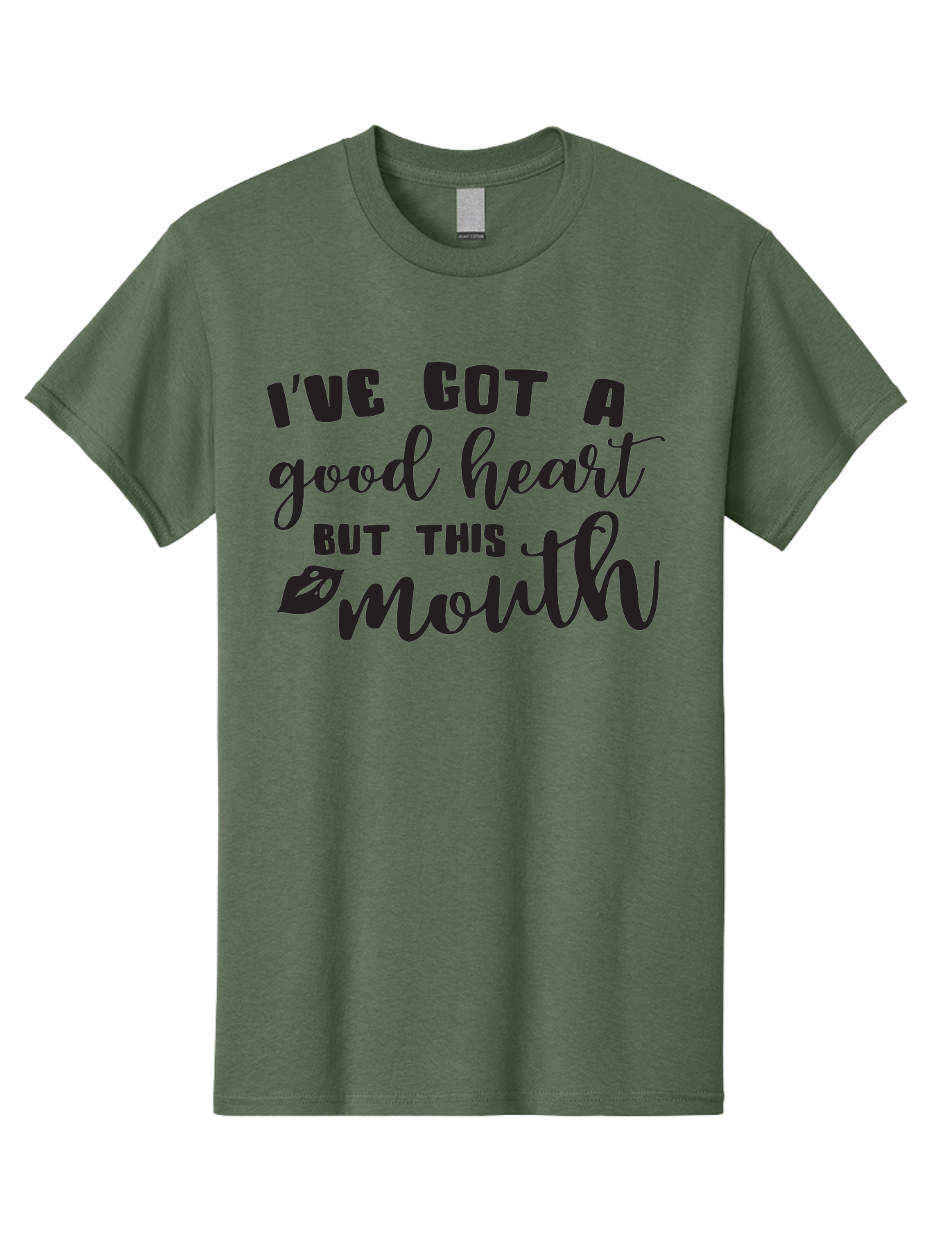 I-Ve-Got-A-Good-Heart-But-This-Mouth Men'S Graphic Tee, 100% Cotton, Comfortable Casual Summer Wear, Machine Washable, Sassy Quote, Good Heart, Lip Prints, Sassy Mouth, Funny Saying, Attitude Quote, Witty Phrase, Sarcastic Humor Aac880 3